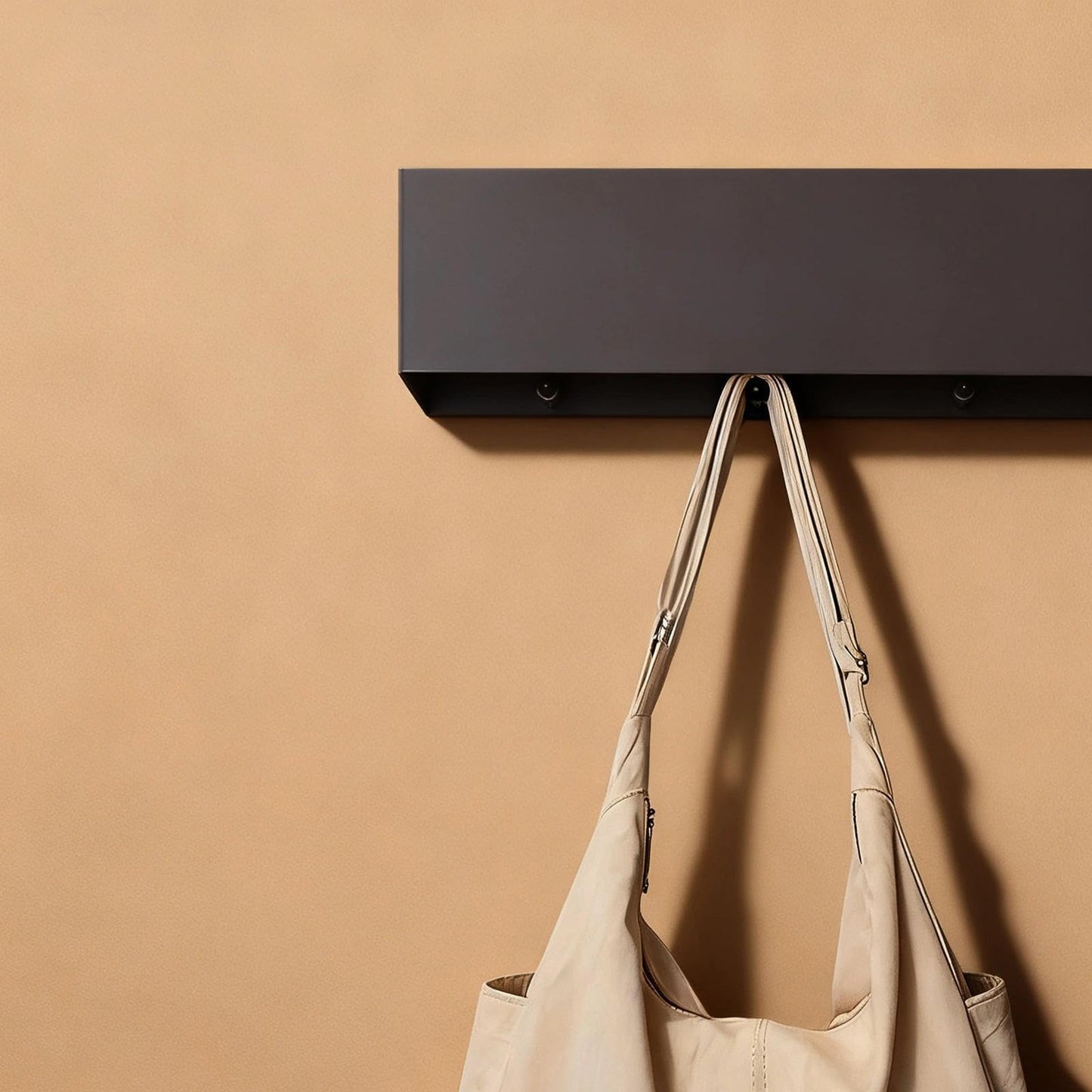 WJUAN Wall Mounted Coat Rack with Shelf & Concealed Hooks | 5 Modern Coat Hooks for Hallway, Bedroom | Space Saving Wood & Metal Wall Storage