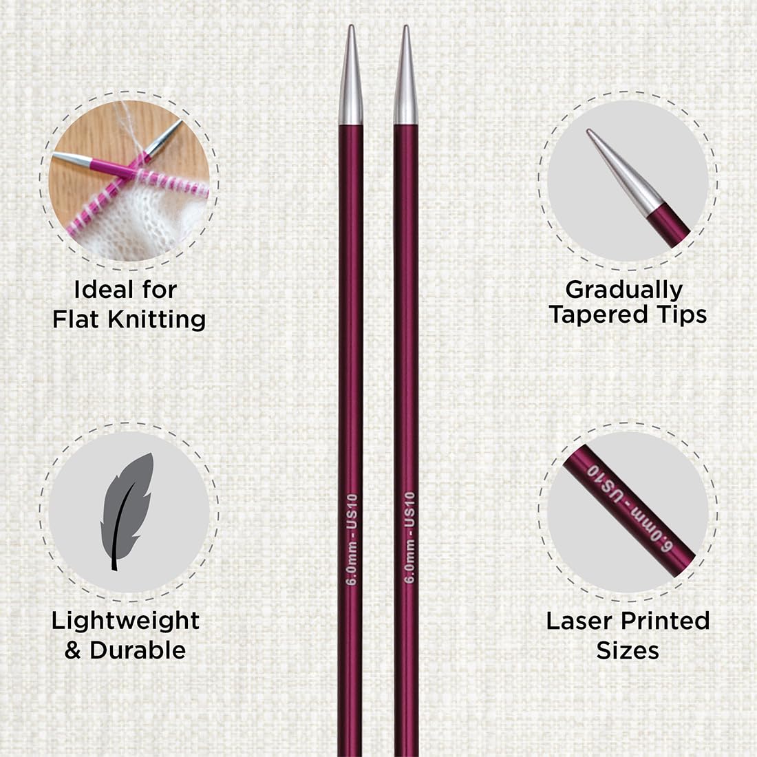 KnitPro Single-Pointed Knitting Needle Set - Zing (30cm) - 2.50-6.00mm