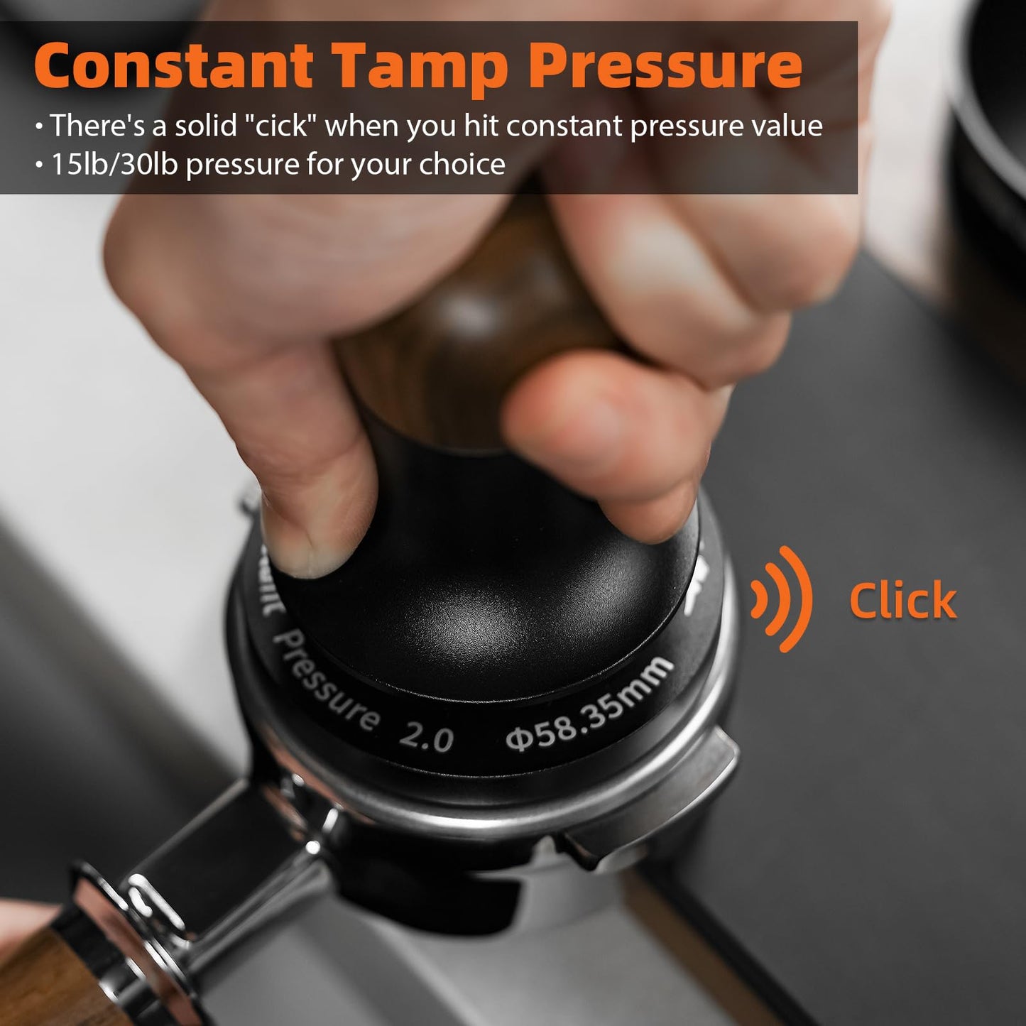 MHW-3BOMBER 51mm Espresso Coffee Tamper with Three Spring Loaded Calibrated Espresso Tamper 15lbs/30lbs Espresso Hand Tamper with Sound Feedback