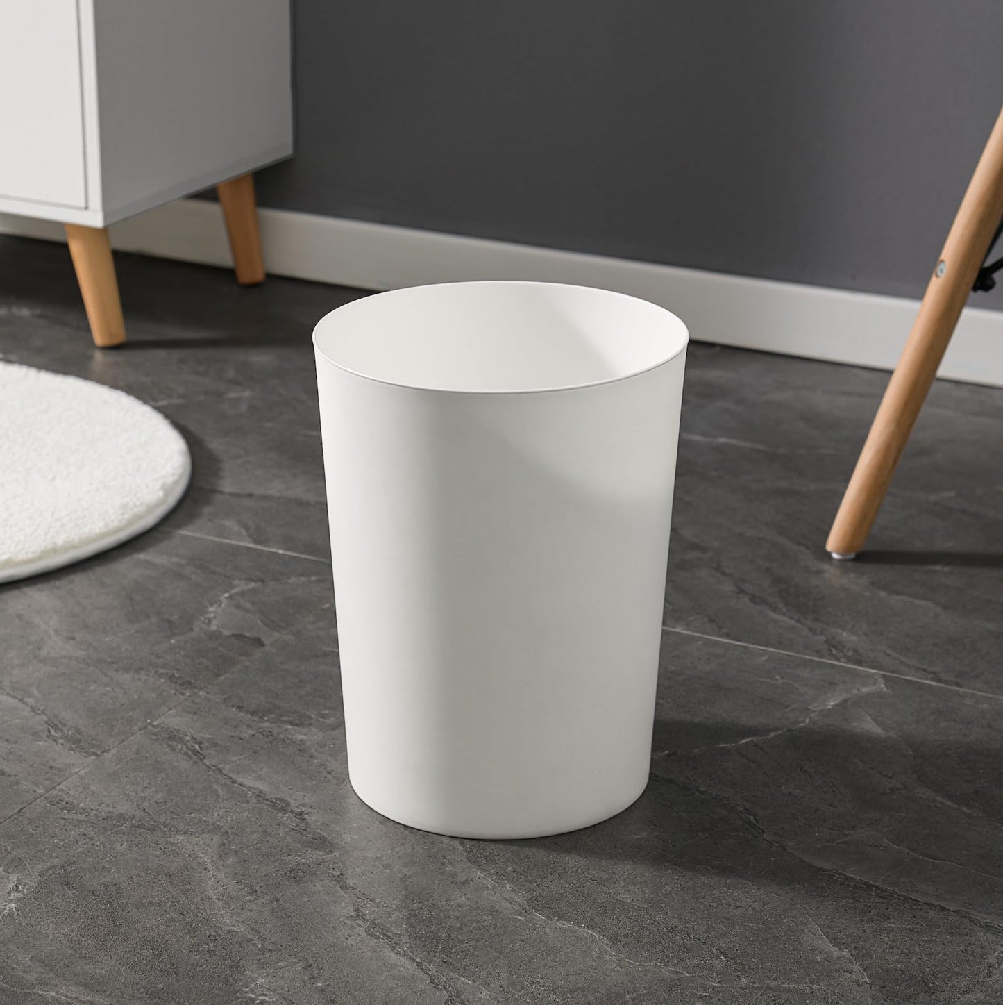 Cetomo 7.2L*6 Plastic Waste Paper Bin, Trash Can, Small Bins, Bedroom Bin, Round Waste Basket for Kitchen Rooms, Nesting, Matte, Frosted, Minimalist