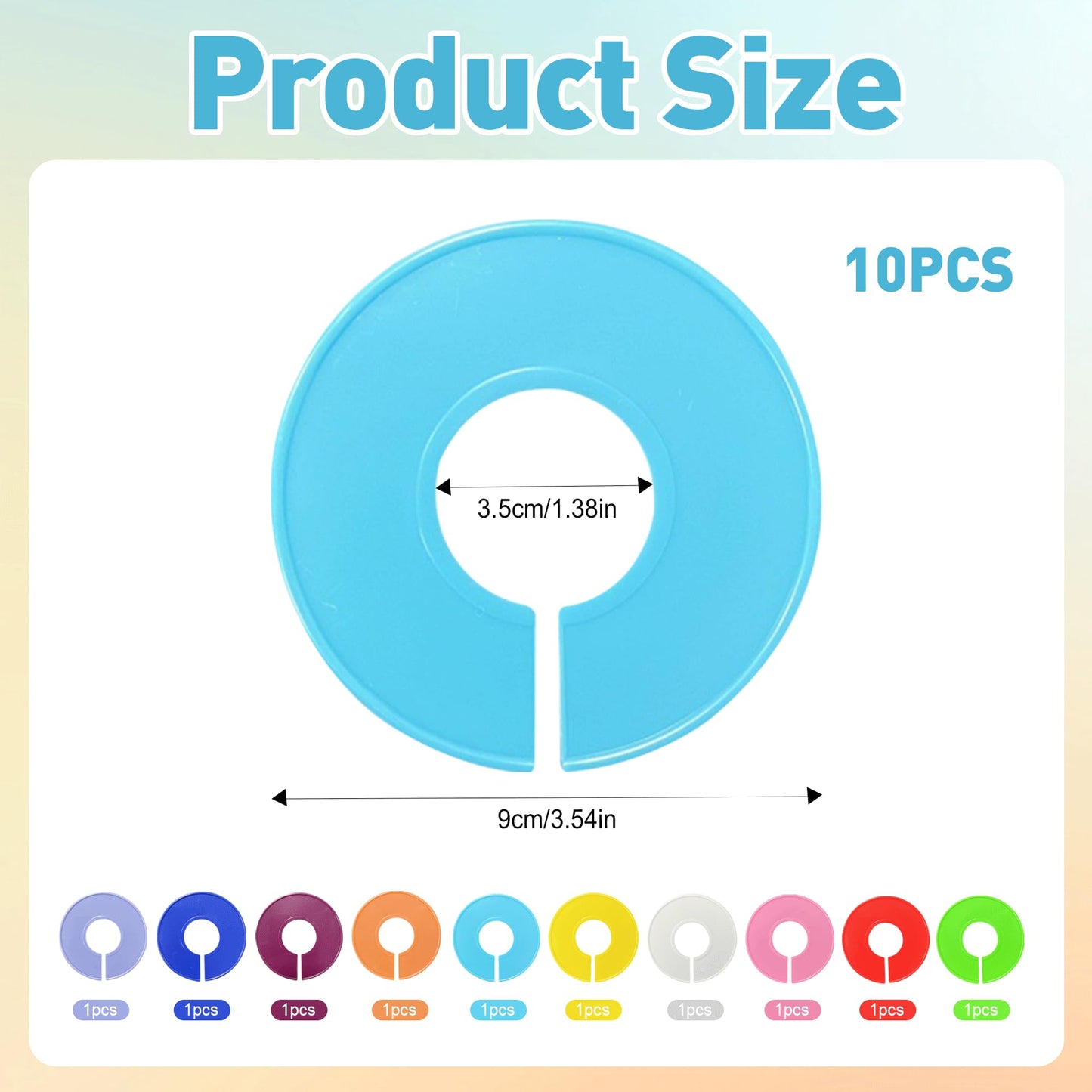 Wardrobe Dividers Round Clothes Rail Dividers, 10 Colors, 10PCS
