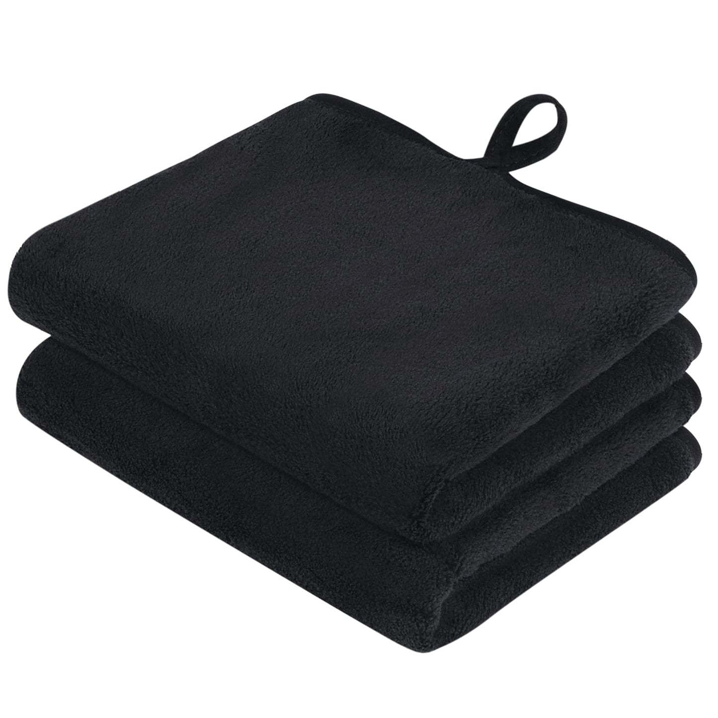 VIVOTE Black Hand Towel with Hanging Loop Small Hand Towels for Bathroom