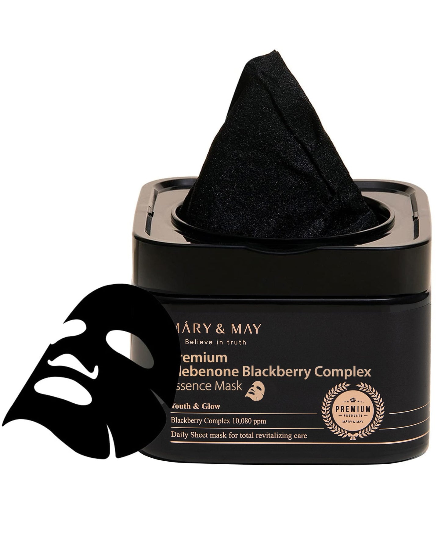 Mary&May Premium Idebenone Blackberry Complex Essence Mask - Quick Dispenser Type Anti Aging Korean Face Mask Sheet - Vitamin C, Panthenol, and