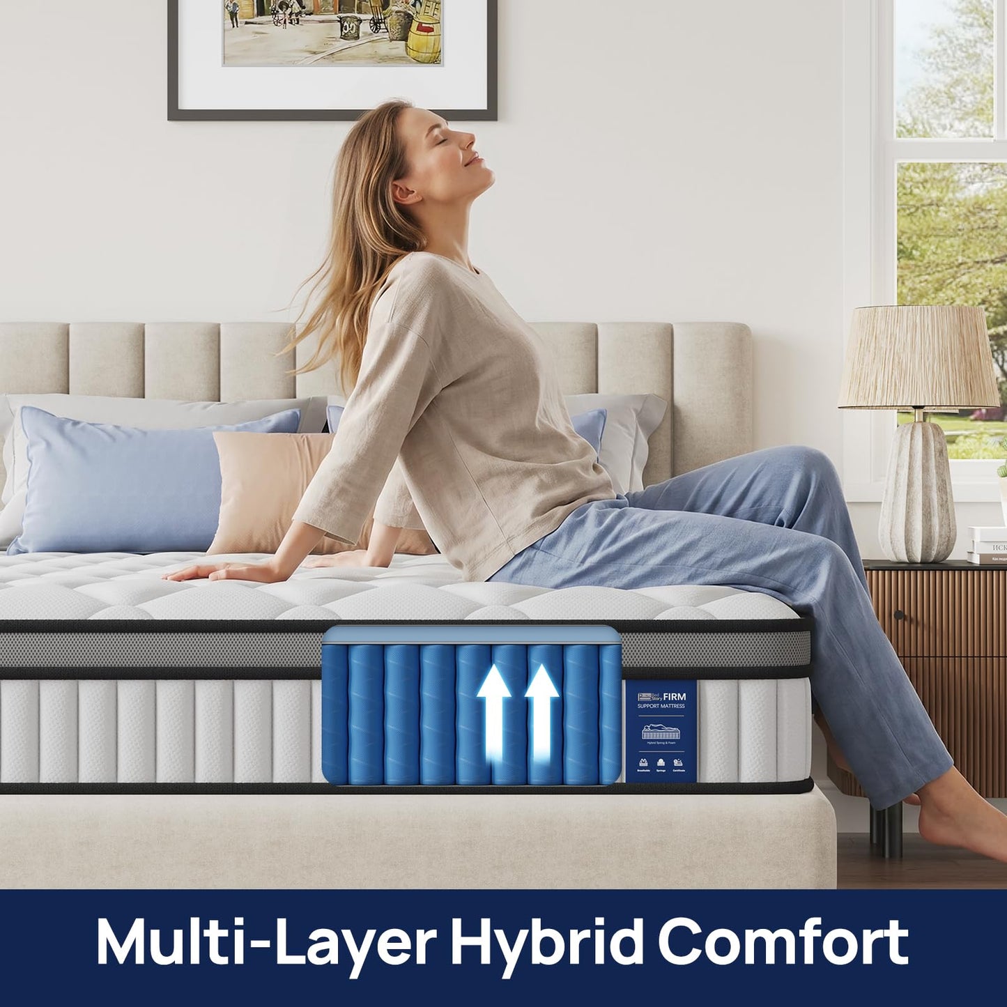 BedStory Small Single Hybrid Mattress, 22cm Pocket Sprung, 75x190cm