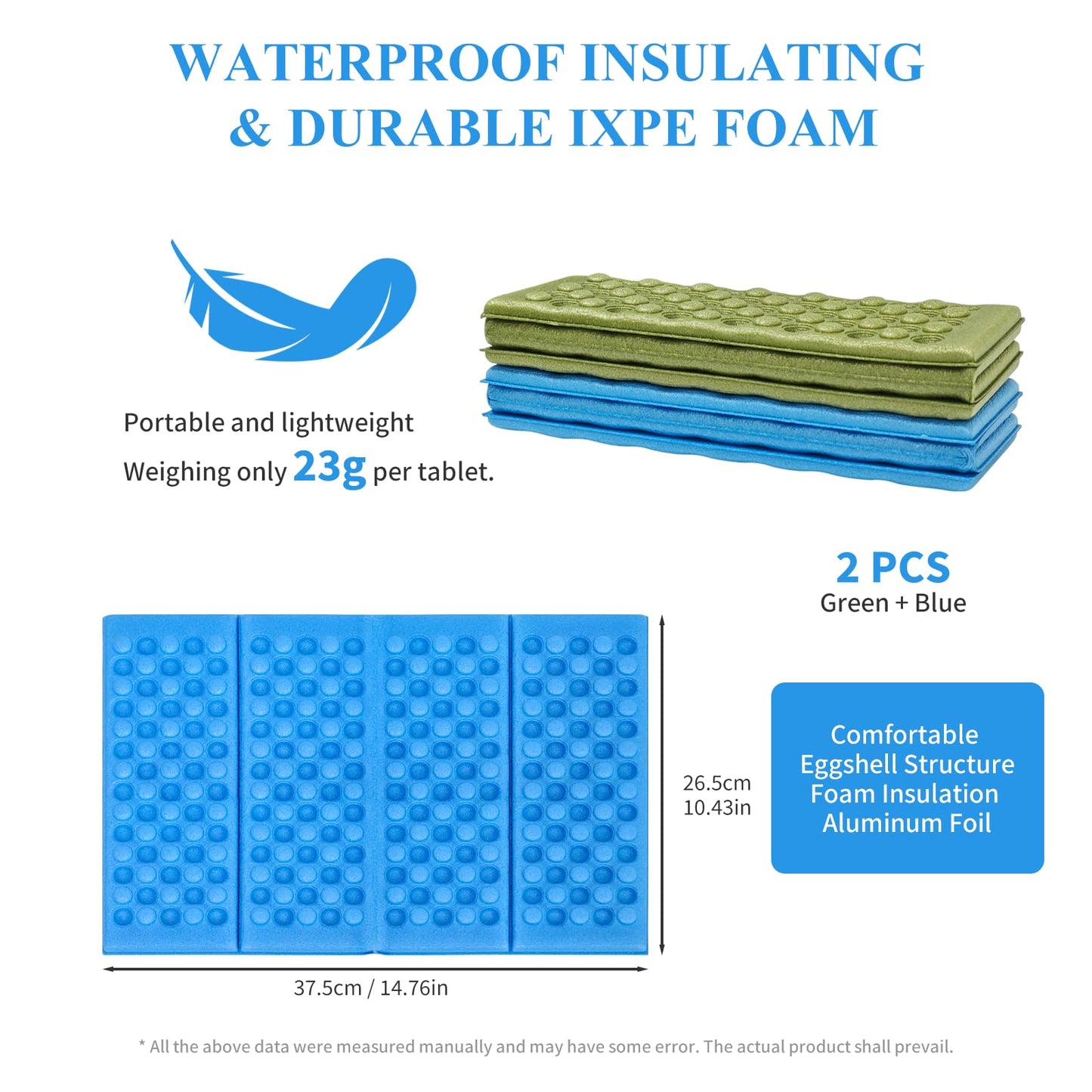 Laurraine 2Pcs Folding Sit Mat, XPE Foam Ultralight Portable Seat Pad