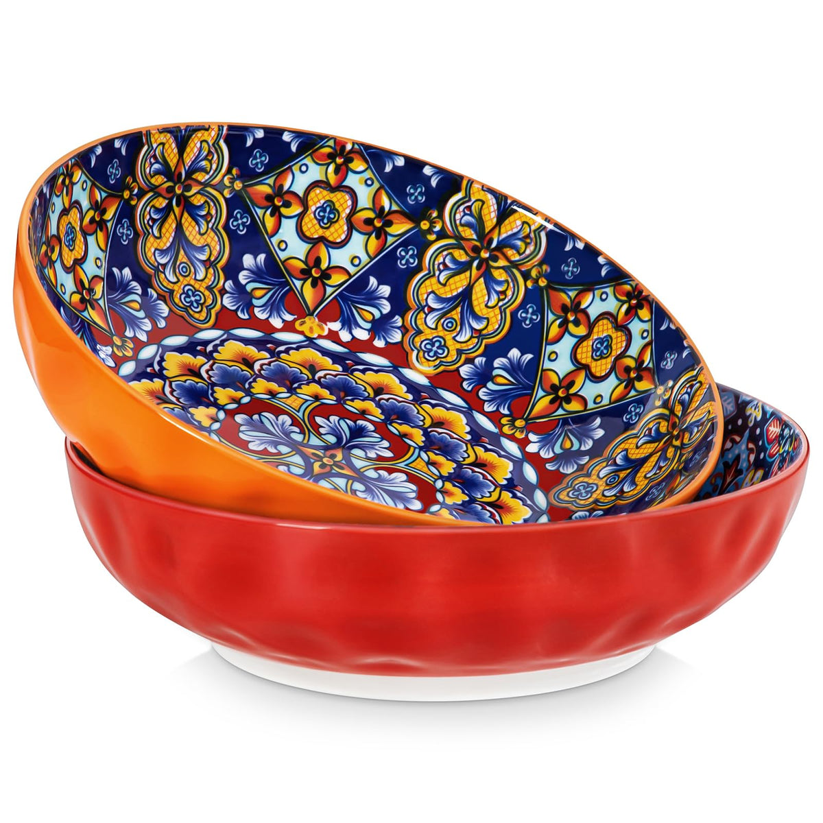 vancasso SIMI 78 oz Salad Bowls Set of 2, Large Porcelain Serving Bowls, Microwave & Dishwasher Safe Mixing Bowl, Pasta Bowls, Soup Bowls for Kitchen