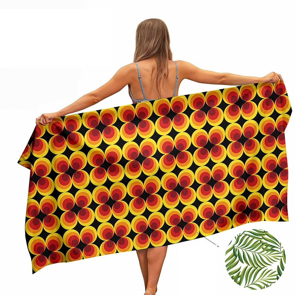 Ulticool Microfibre Towel 160 x 80 cm Double-Sided Print Retro Vintage Flowers 60s 70s Lightweight Travel Quick-Drying Bath Towel
