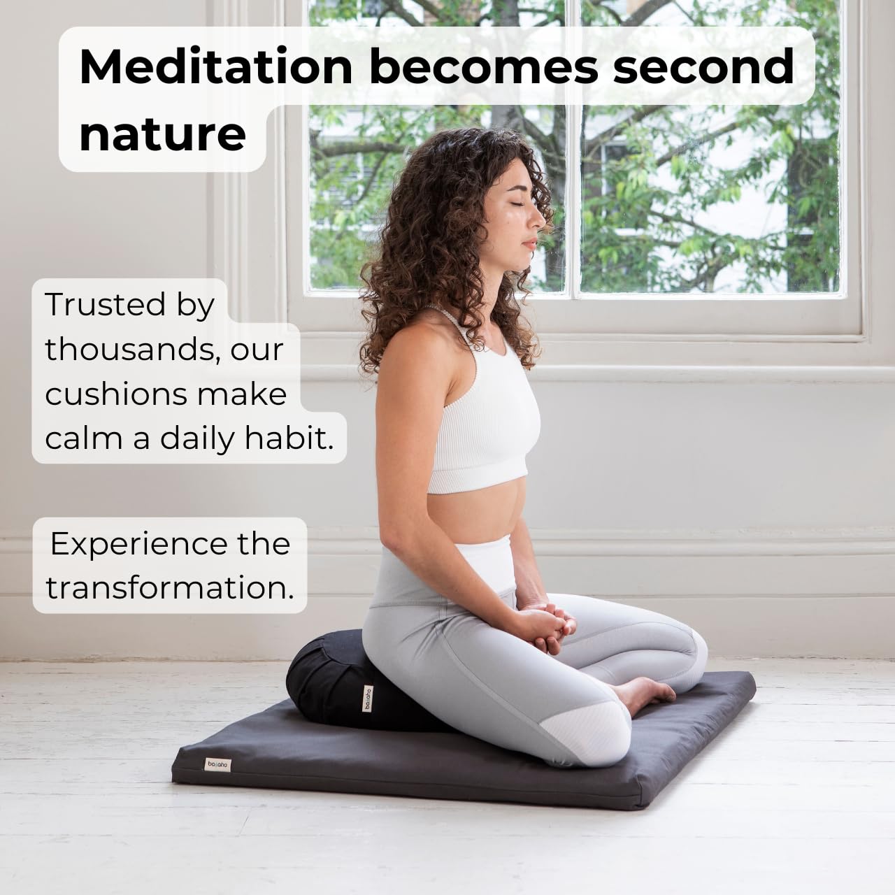 basaho CLASSIC Zafu Meditation Cushion | Organic Cotton | Buckwheat Hulls | Removable Washable Cover (Natural)