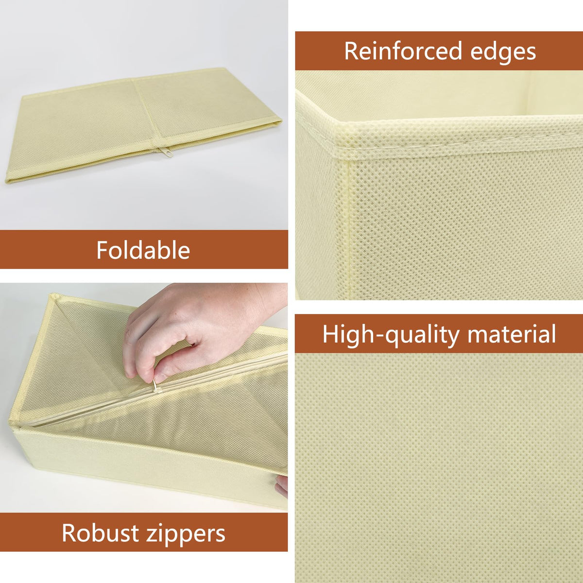 Weeoley Drawer Organiser 8 Pack Foldable Storage Boxes for Clothes, Beige