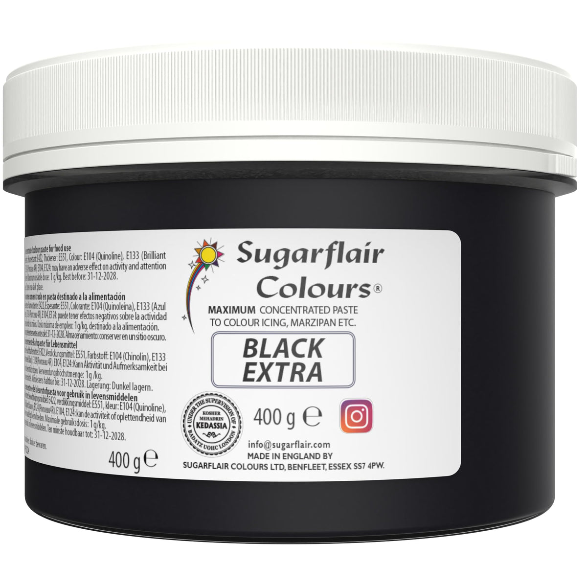Sugarflair Black Extra Food Colouring Paste, Maximum Concentrated Food Colouring for Buttercream, Sugar Paste, Royal Icing, Cake Decorations and More!