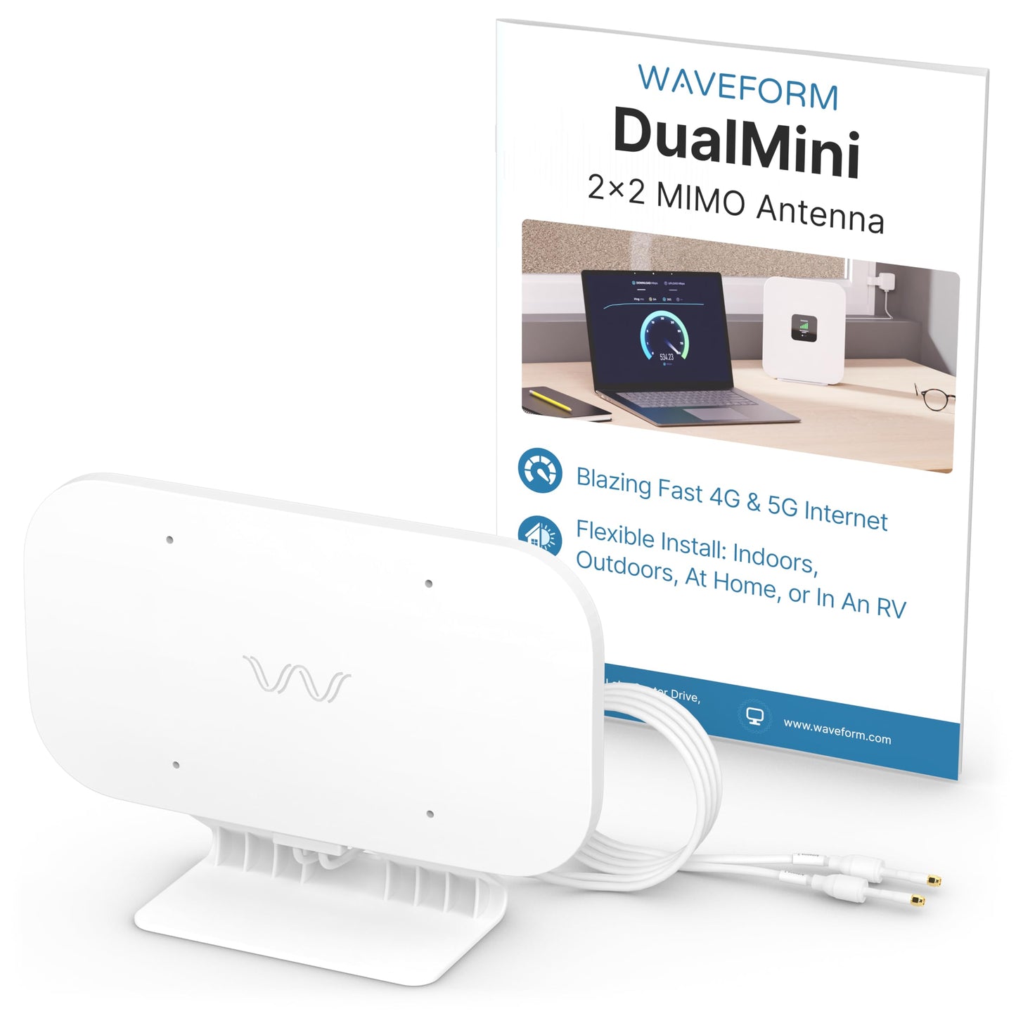 Waveform DualMini: Low-Profile 2x2 MIMO Window Antenna | Omnidirectional 4G/5G Routers & Hotspots | for Netgear M5 (MR5200) & M6 (MR6150 & MR6550),