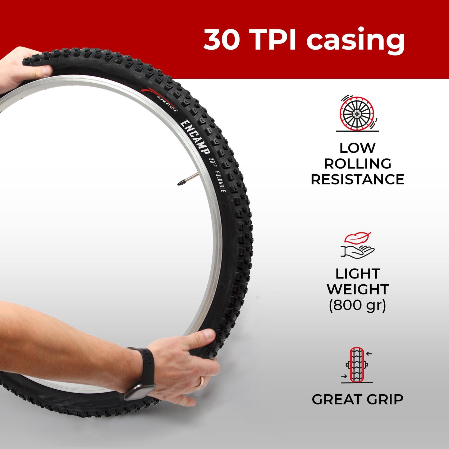 Fincci Encamp 26 inch Mountain Bike Tyre Pair 26 x 2.25 Inch 57-559 Foldable Puncture Proof Bike Tyres for Road MTB Mud Dirt Offroad Bicycle (Pack of