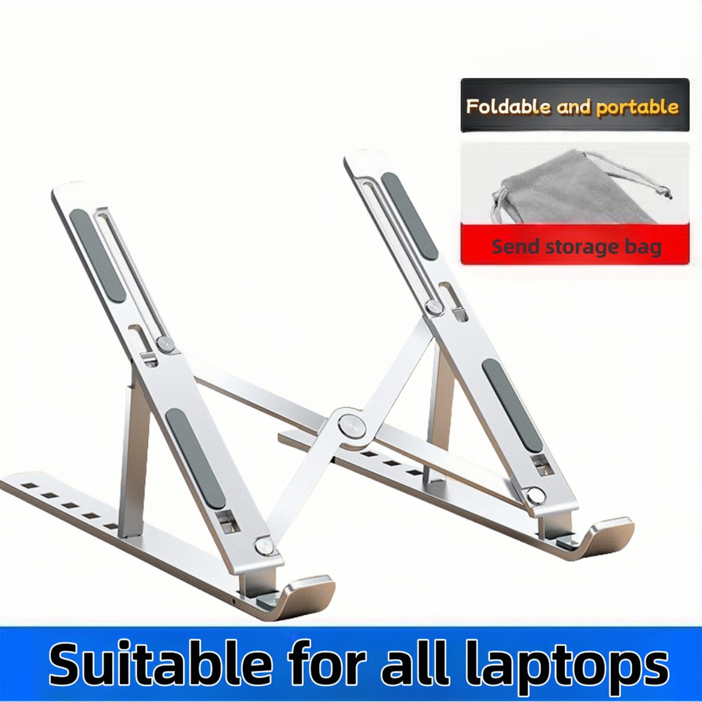 JUNEYE Laptop Stand Lap Desk, Ergonomic Foldable Computer Stand with Adjustable Height, Ventilated Aluminium Alloy Riser Compatible with MacBook Air