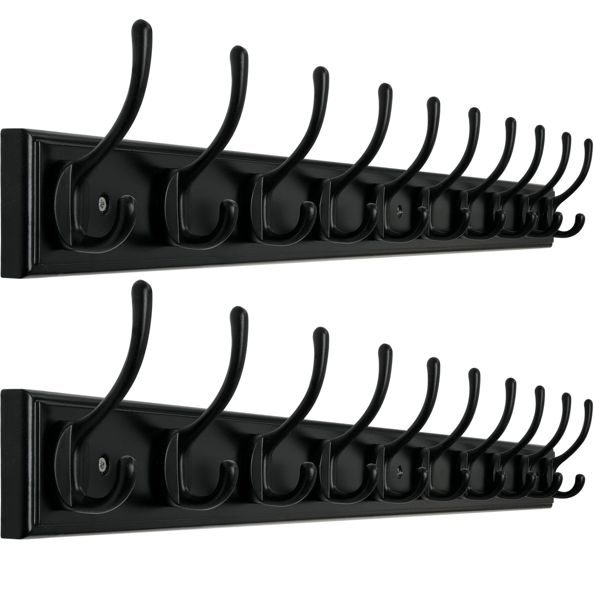 WEBI Coat Rack Wall Mounted,10 Hooks,97cm Long Wall Coat Hanger,Coat Hooks Wall Mounted for Hanging Coats,Clothes,Jacket,Black,2 Packs