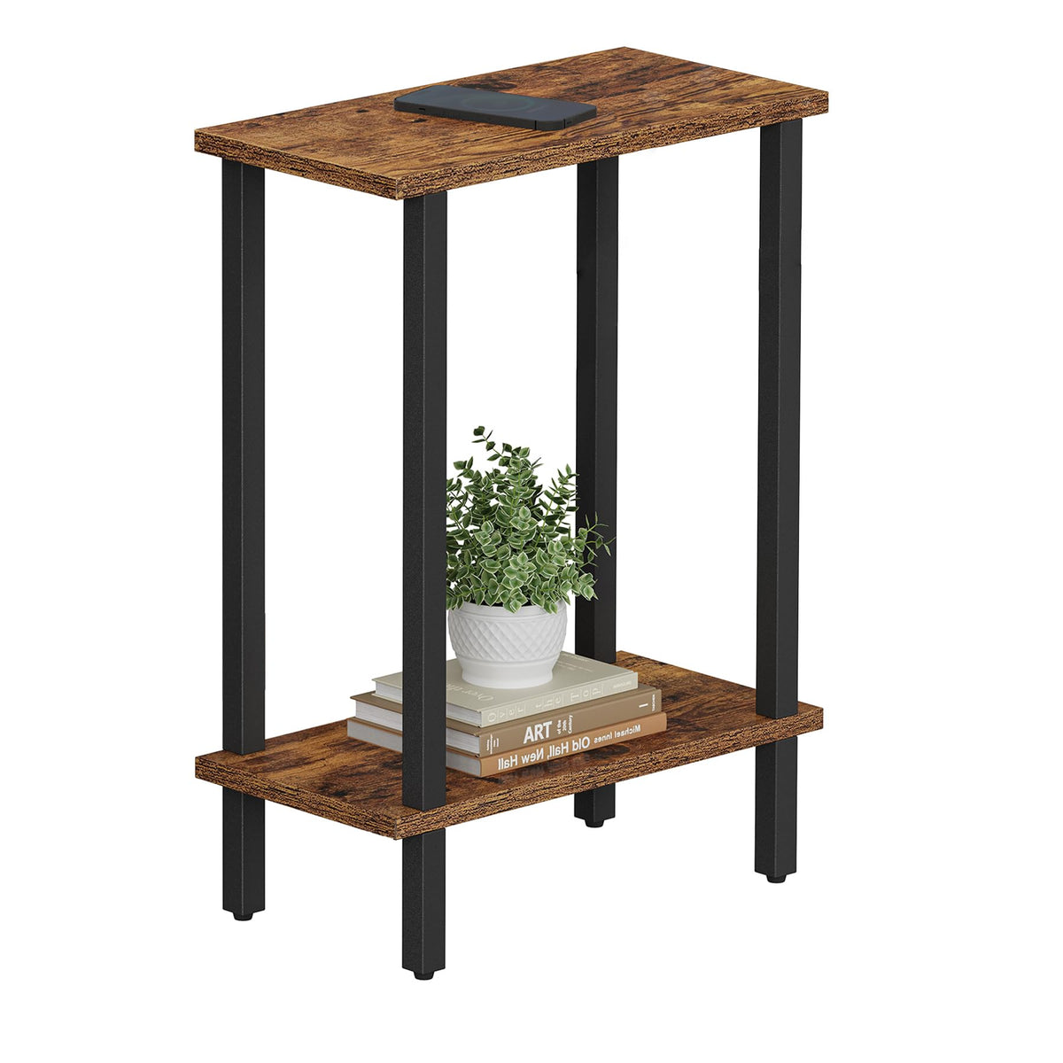 TUTOTAK Small Side Table, Narrow End Table, Skinny Sofa Table, Slim Nightstand, Living Room, Bed Room, Brown TB01BB062EU