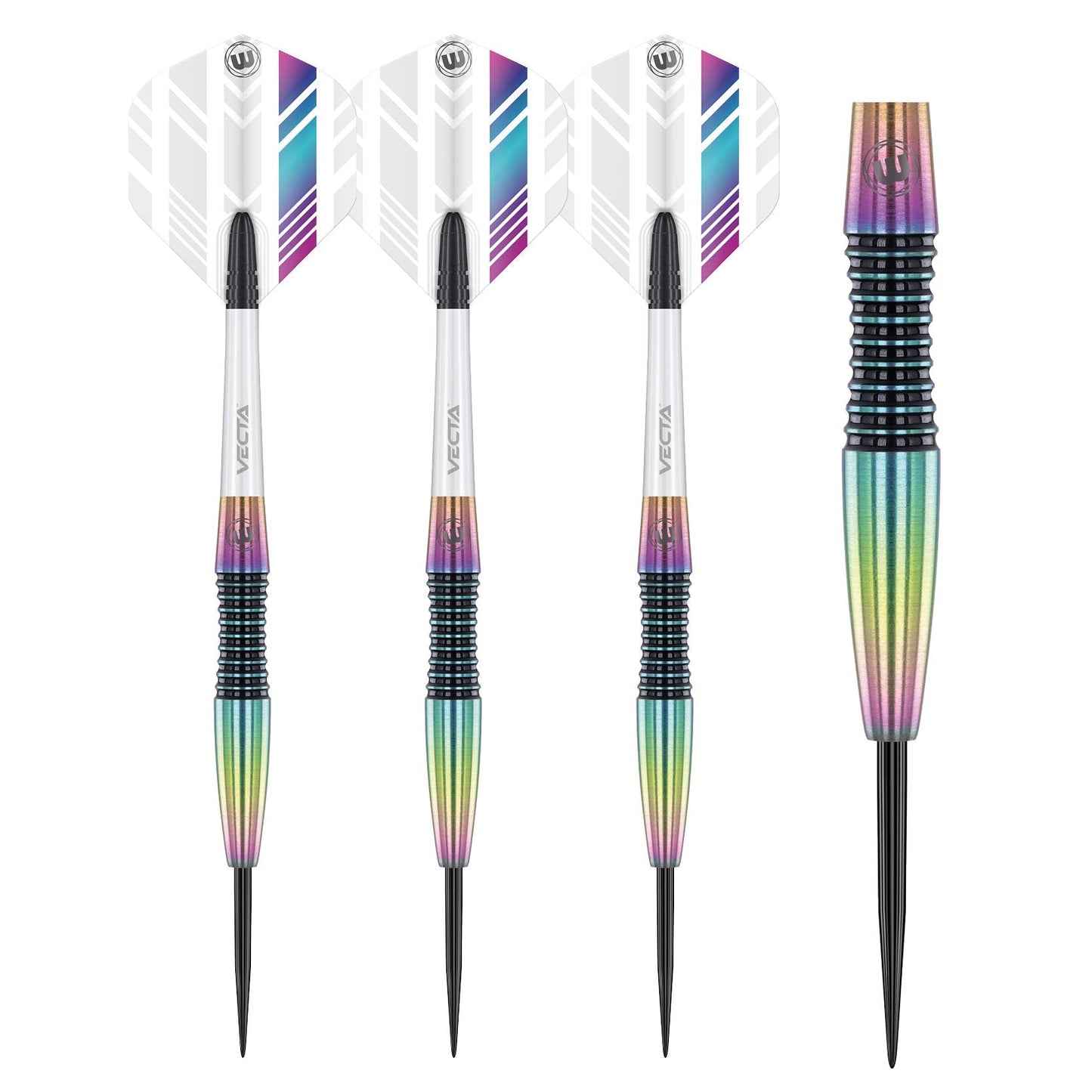 WINMAU Elektra 90% Tungsten Steel Tip Darts with Prism Flights and Vecta Shafts (Stems) 26 gram - Urban Grip - Match Weighed - Streamline Torpedo