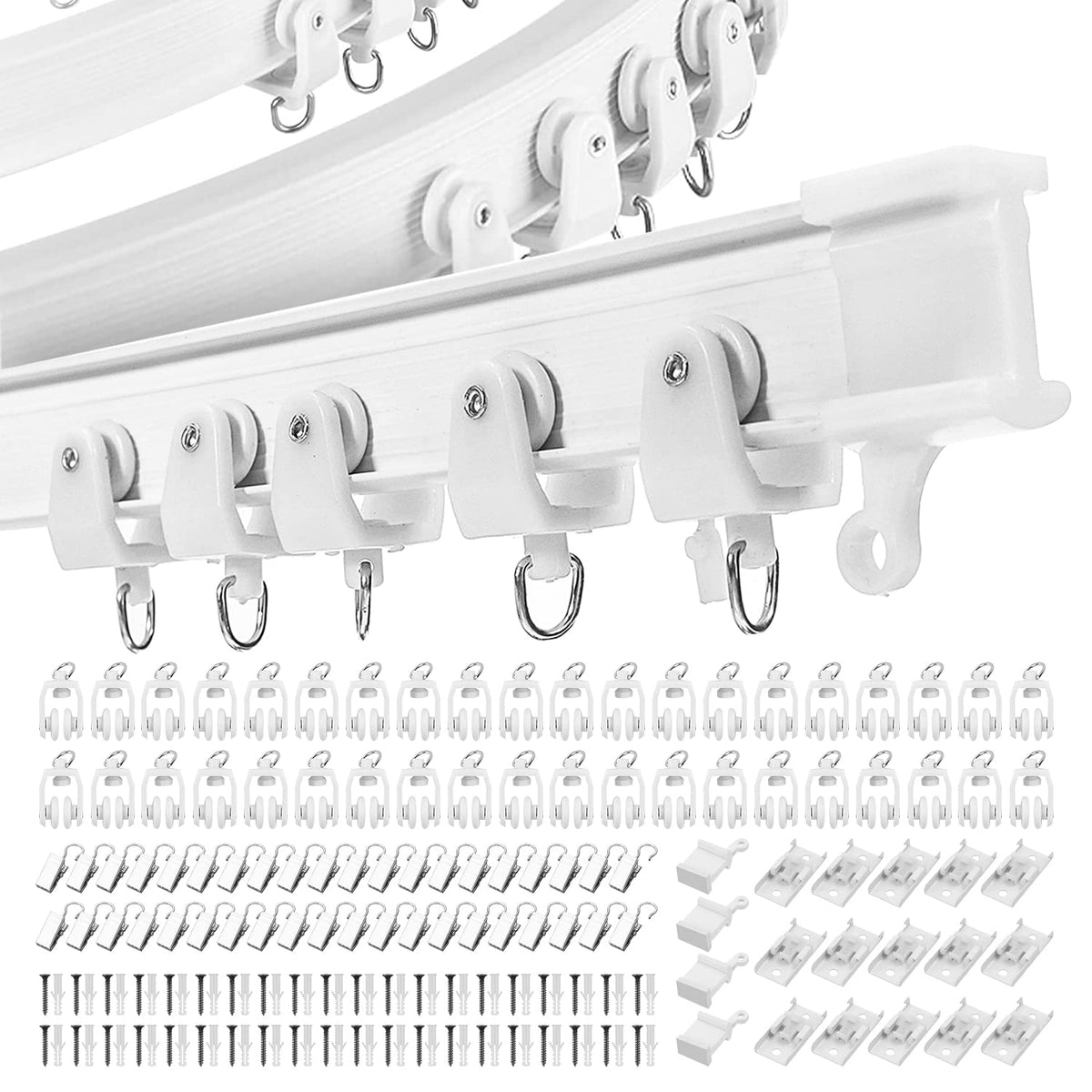 MaxAwe Ceiling Curtain Track, 5 M (16.4 FT) Flexible Bendable Ceiling Curtain Track with Installation Material, Ceiling Mount for Curtain Rail, RV