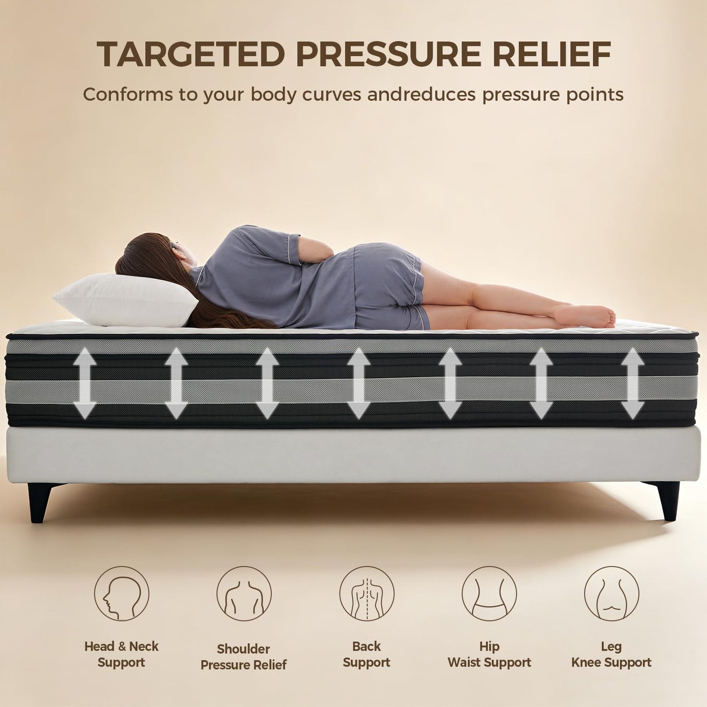 Resspry Single Mattress,10.6 Inch Hybrid Mattress