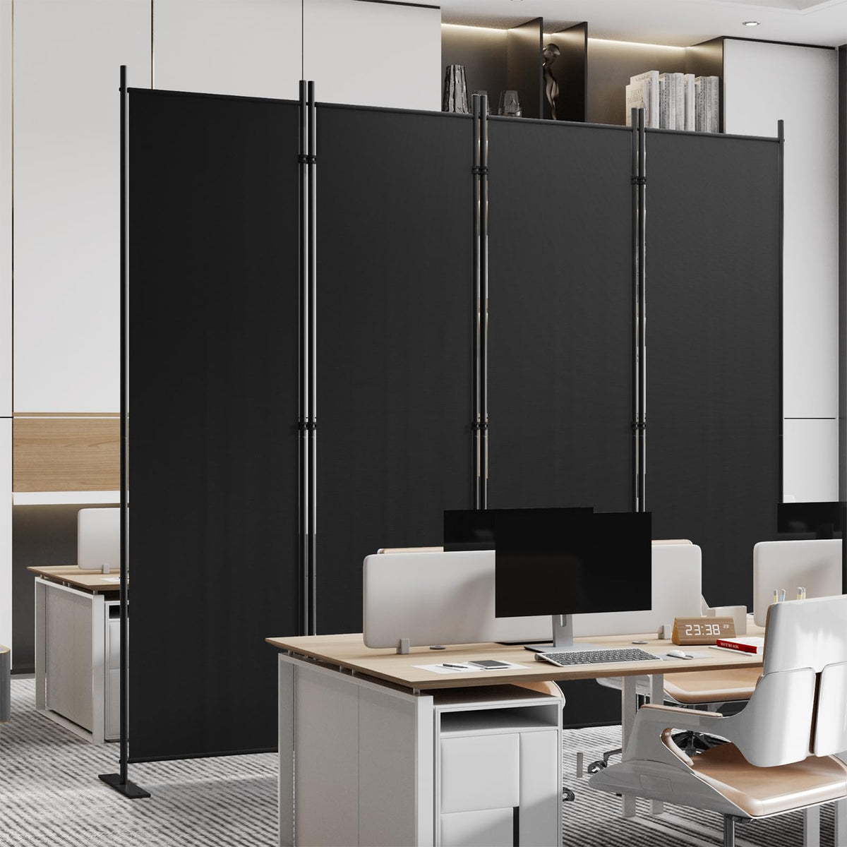 C-Hopetree 4 Panels Room Divider, 180cm Tall Indoor Folding Privacy Screen, Portable Partition Separator, Freestanding Separation Temporary Wall for