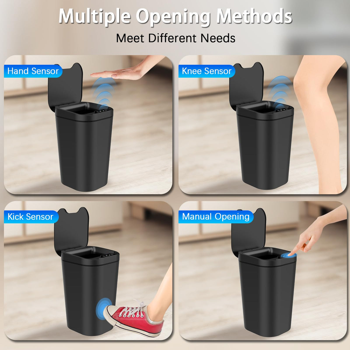 Kssvzz 2 Pack Sensor Bins with Lid, 2.5 Gallon/10 L Bathroom Electric Bin, Slim Smart Trash Can, Narrow Waterproof Automatic Bin for Bedroom, Living