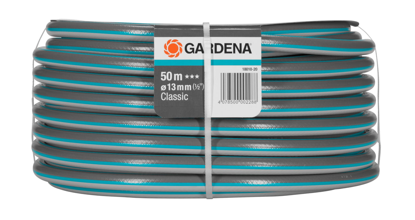 Gardena Classic Hose, 13 mm (1/2 inch), 50 m: Universal Garden Hose of Robust Cross-Weave, 22 bar Burst Pressure, Frost/UV Resistant, Without System