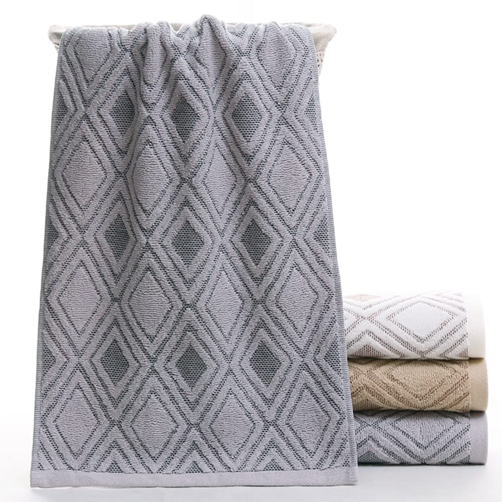 Pidada Hand Towels Set of 4 Diamond Pattern 100% Cotton Absorbent Soft Decorative Towel for Bathroom (Gray)