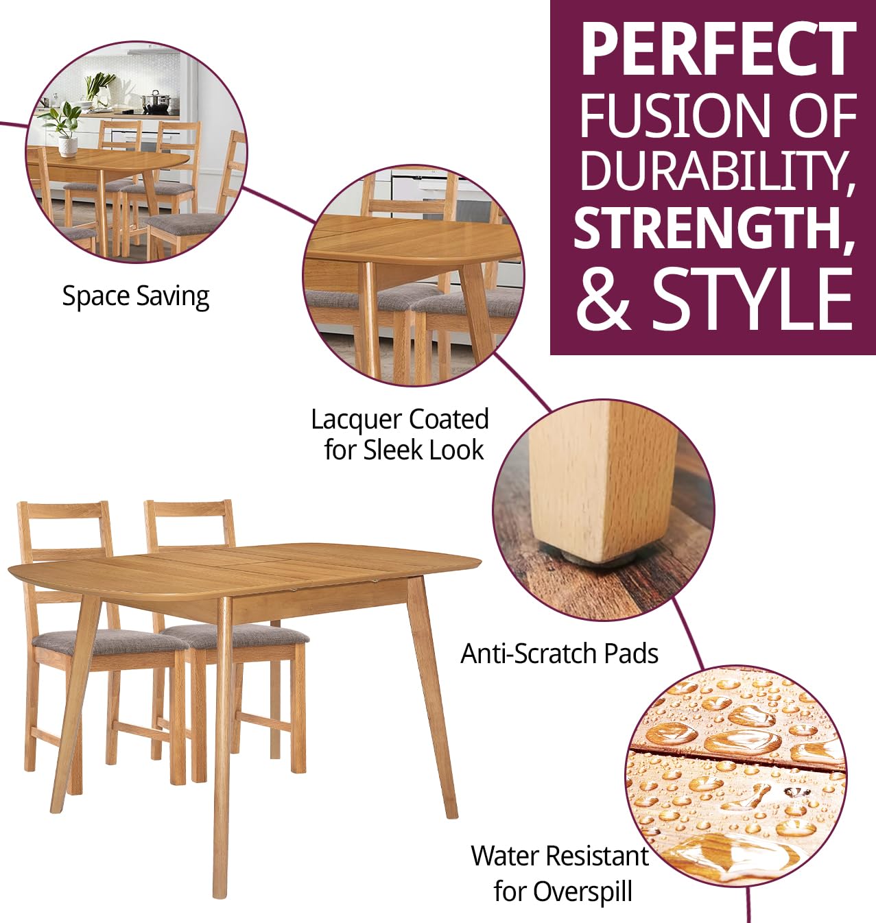 Hallowood Furniture Aston Light Oak Extending Dining Table and Chairs Set 6