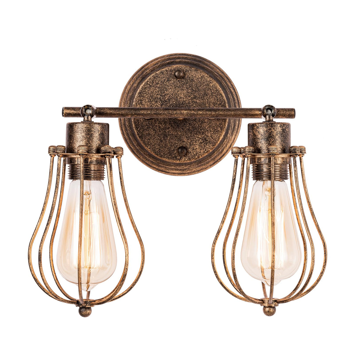 Luling Industrial Wall Sconce Rustic Loft Antique Wall Lights Wire Cage Adjustable Socket Edison Vintage Metal Retro Lamp Fixtures for Bedroom Gazebo