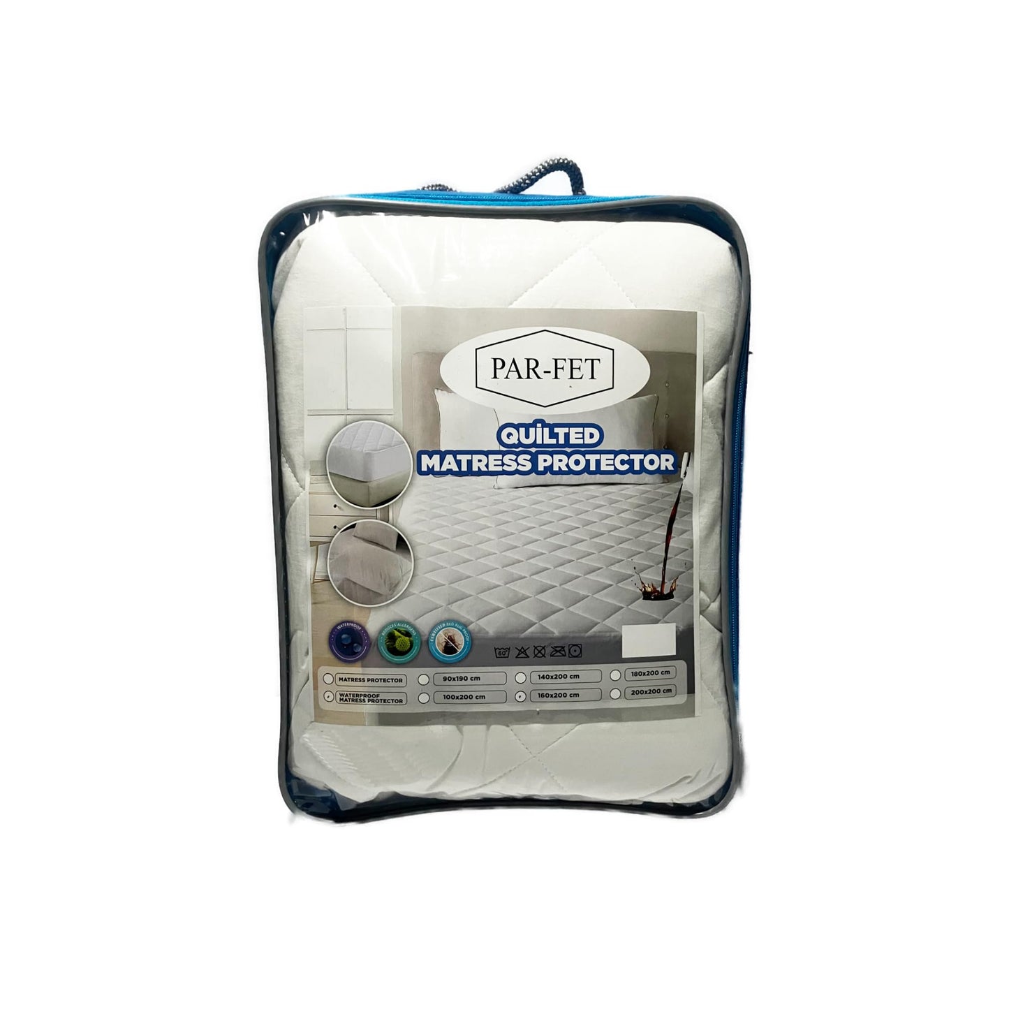 Cotton Mattress Protector, Waterproof, Quilted with Anti-Allergic, Anti Dust Mite, Soft and Quiet, Breathable (White, 180 x 200 cm)