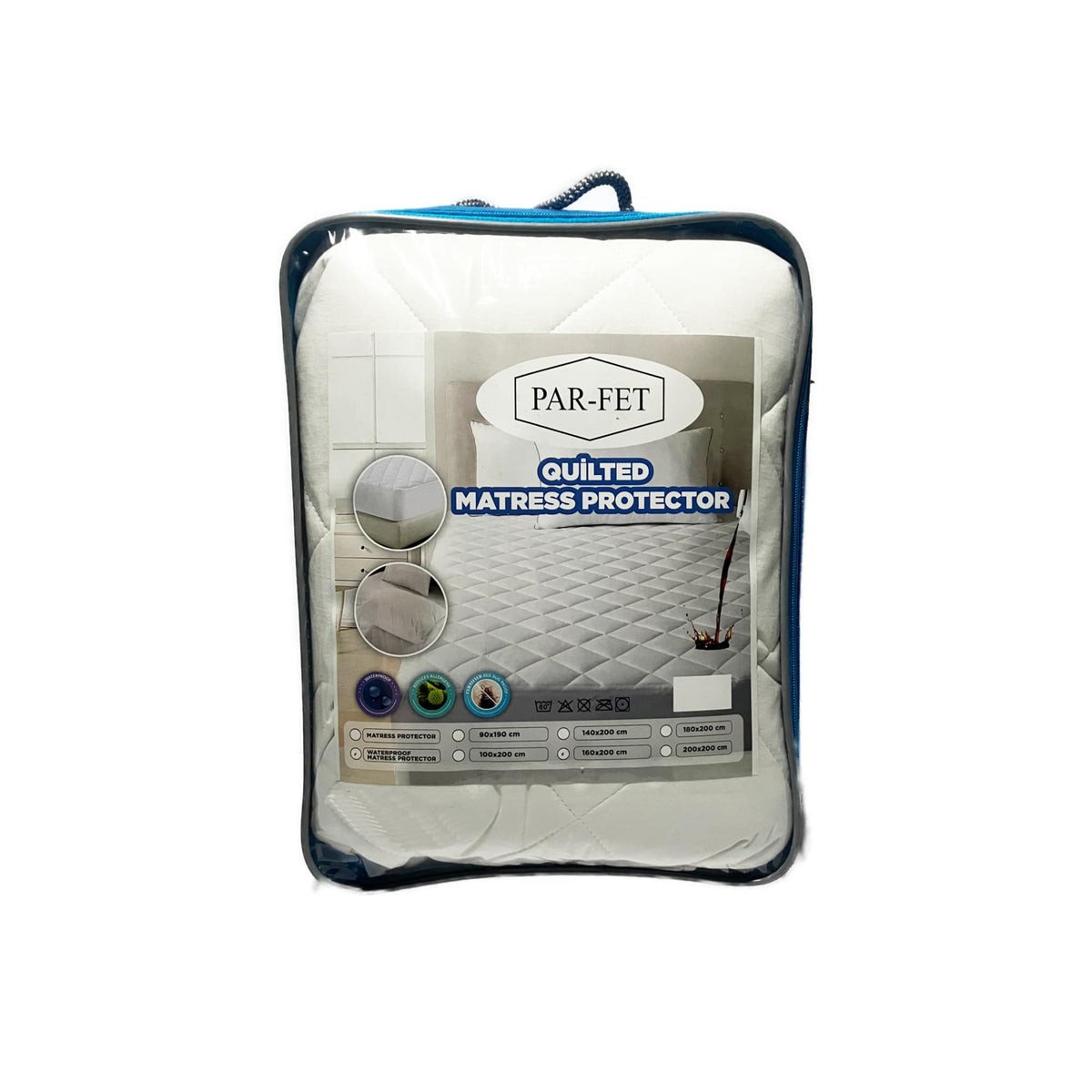 Cotton Mattress Protector, Waterproof, Quilted with Anti-Allergic, Anti Dust Mite, Soft and Quiet, Breathable (White, 160 x 200 cm)
