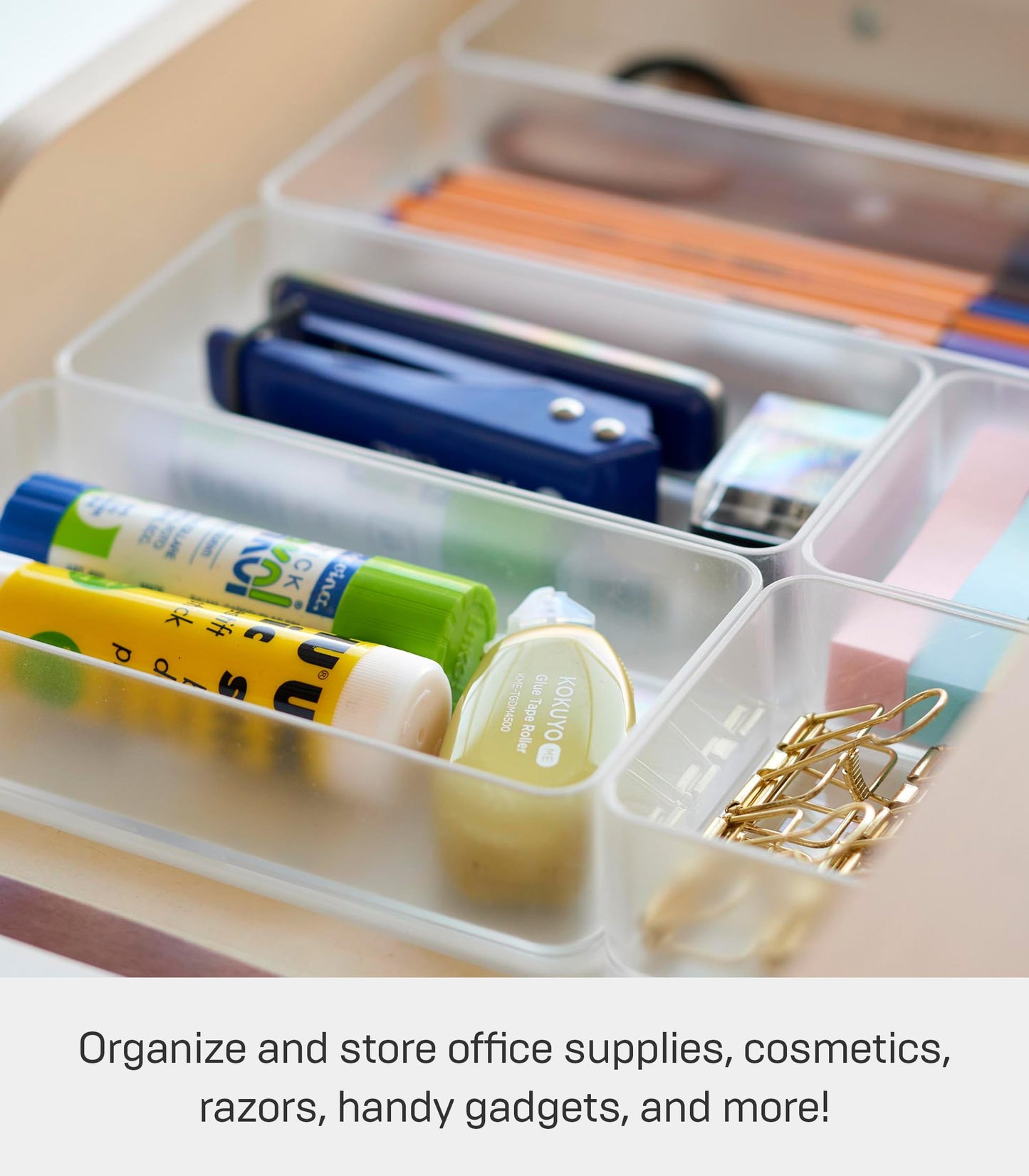 YAMAZAKI 3642 TOWER Stackable Organizer M x2 Set, white, PS Resin, Minimalist, 8 x 16 x 3.7 cm