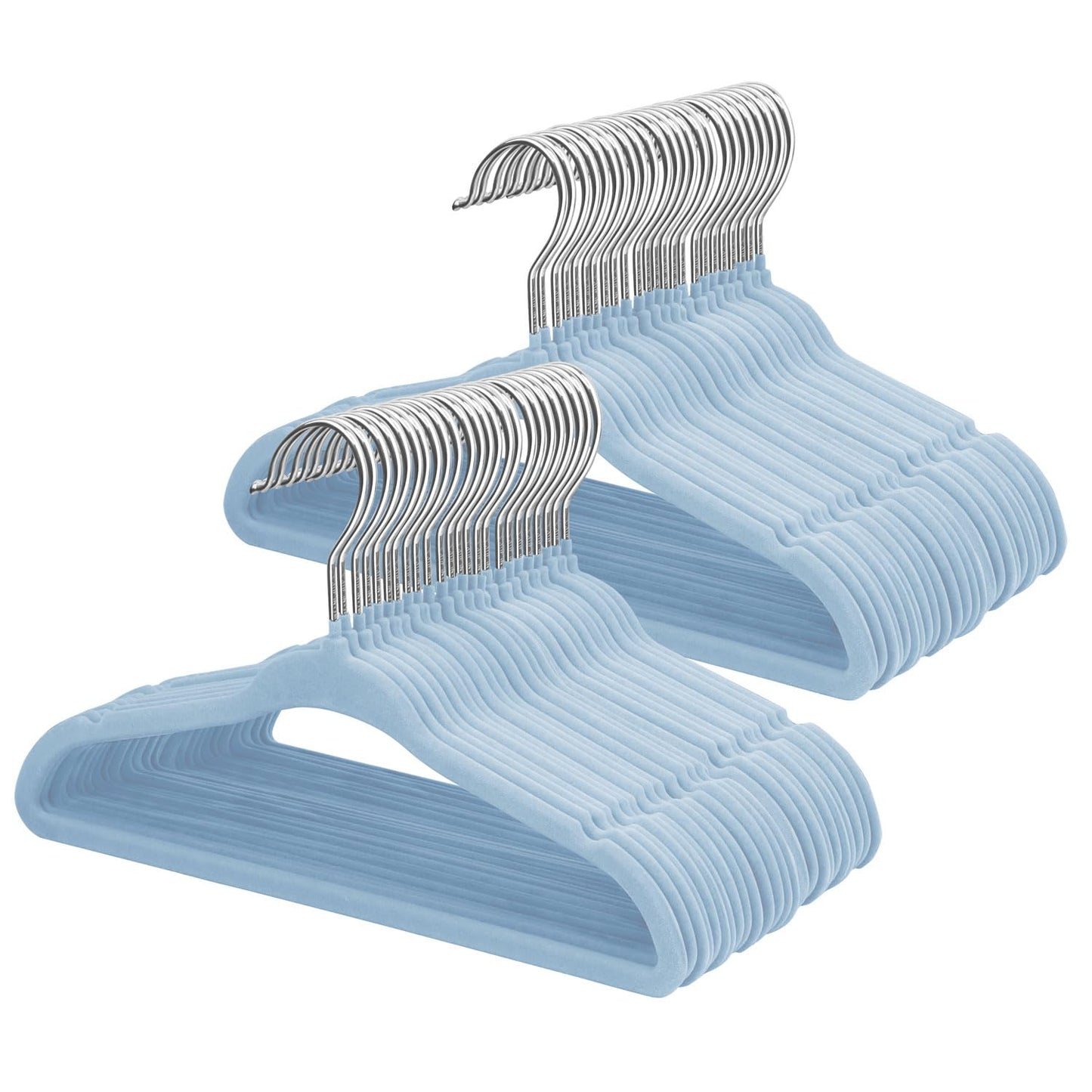 ManGotree 11" Baby Velvet Hangers Non-Slip Kids Hangers 48 Pack Blue
