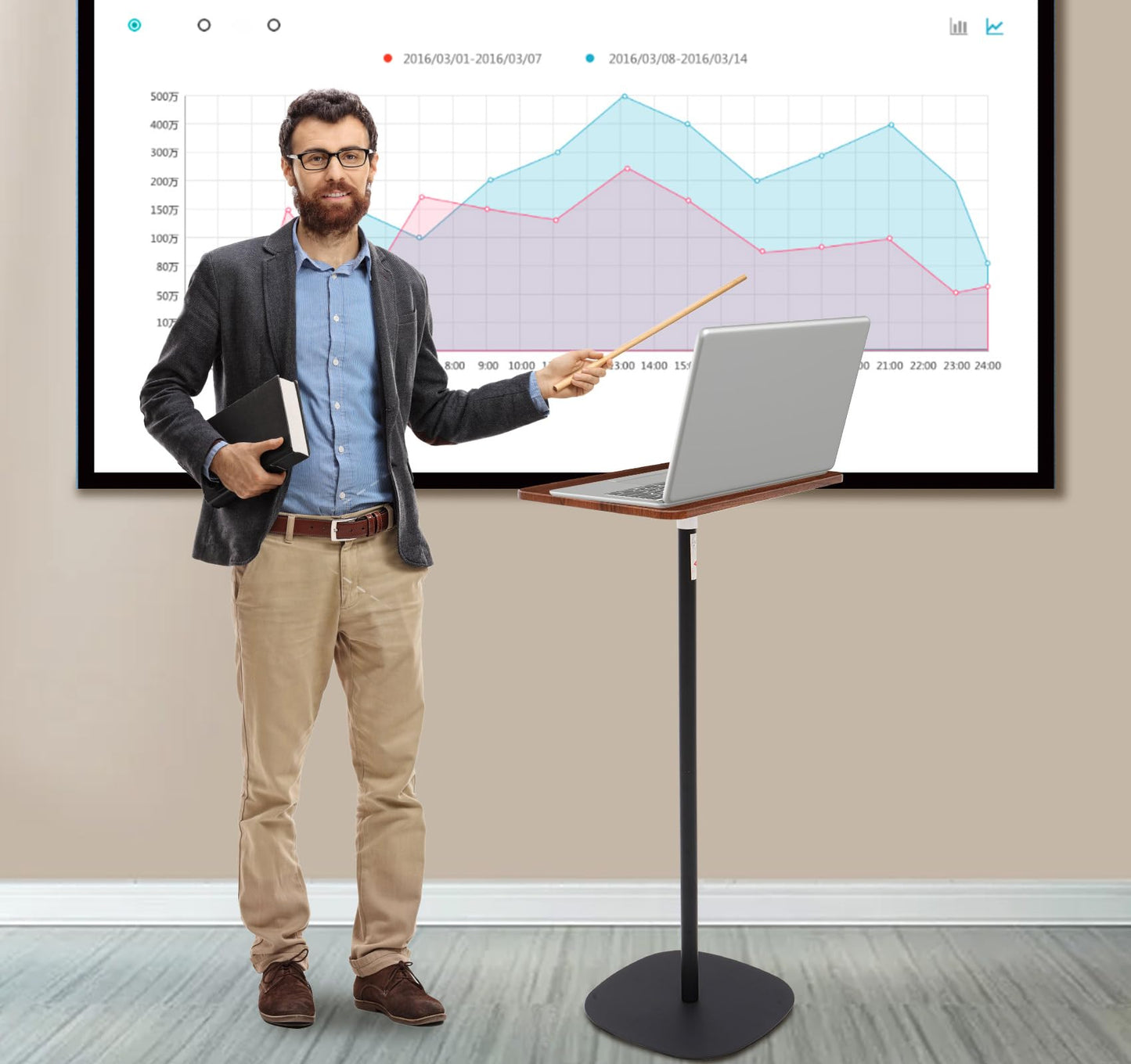 lesolar Lectern Podium Stand Adjustable 45~119cm Portable Standing Desk Table Steady Standing Desk Projector Stand,Laptop Computer Book Holder