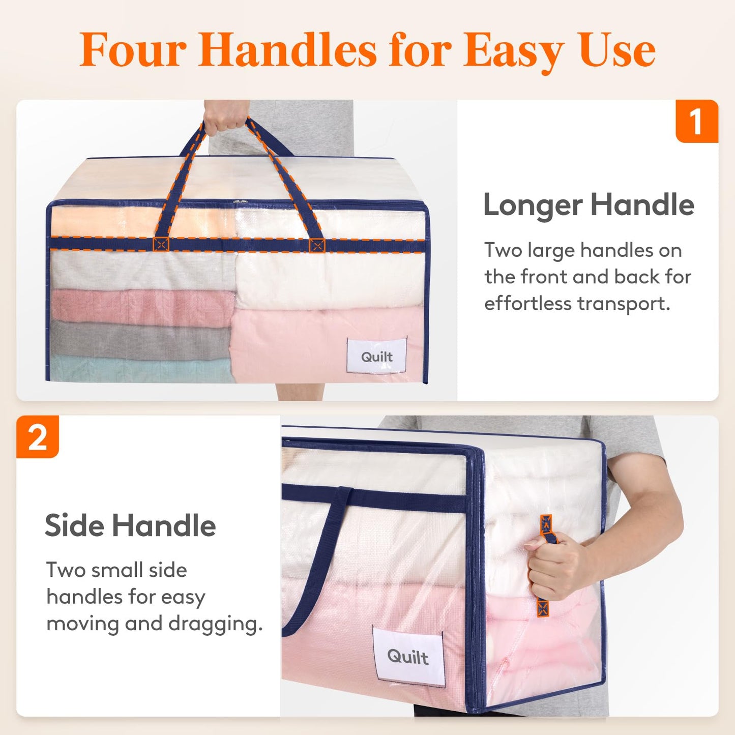 Lifewit 4 Pack Large Moving Bags with Lids and Sturdy Handles, Transparent