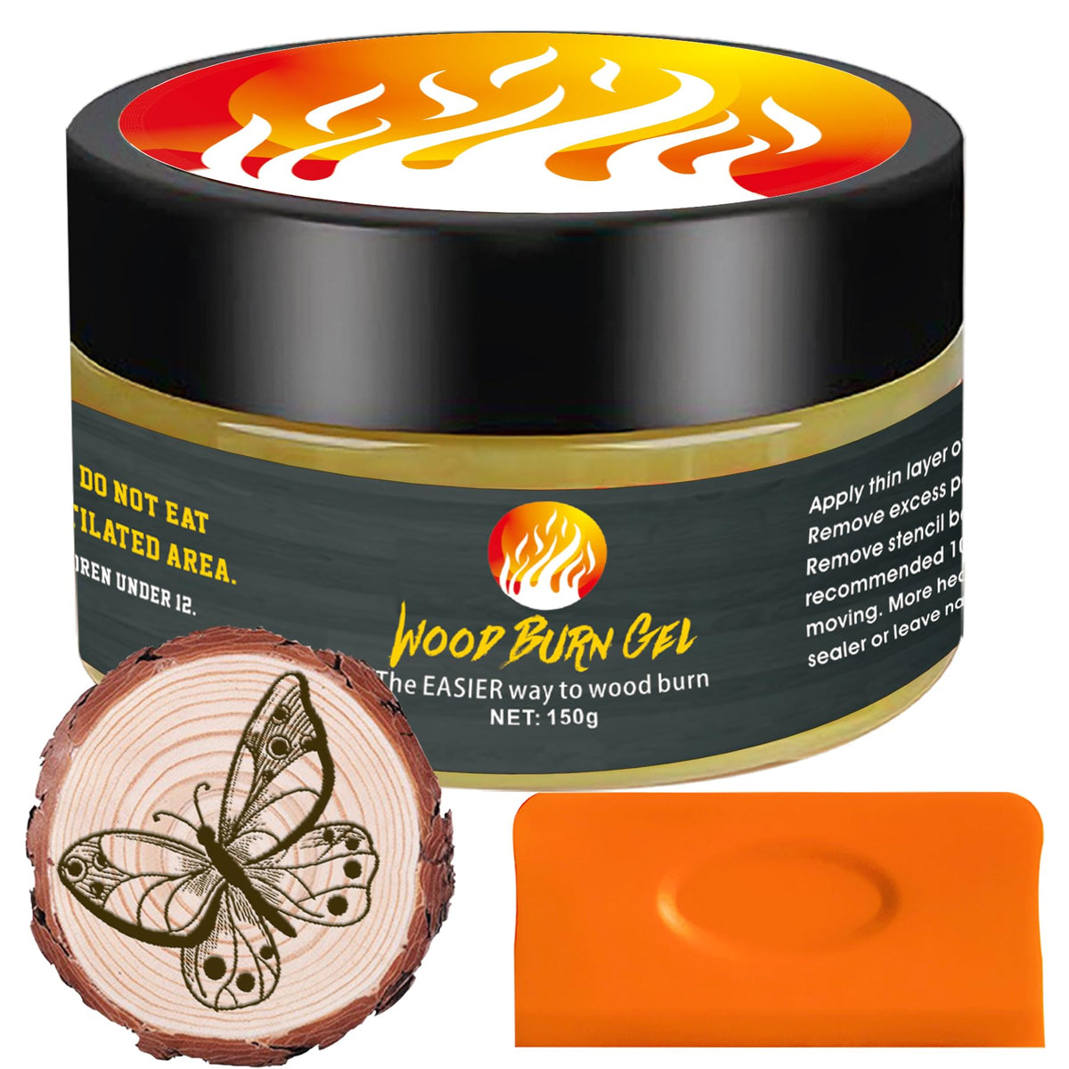 150g Wooden Burning Gel - 4 OZ Heat Activated Marker for Wood Burning, Creating Magical Art in Minutes, Used for Drawing & DIY Arts, Suitable for