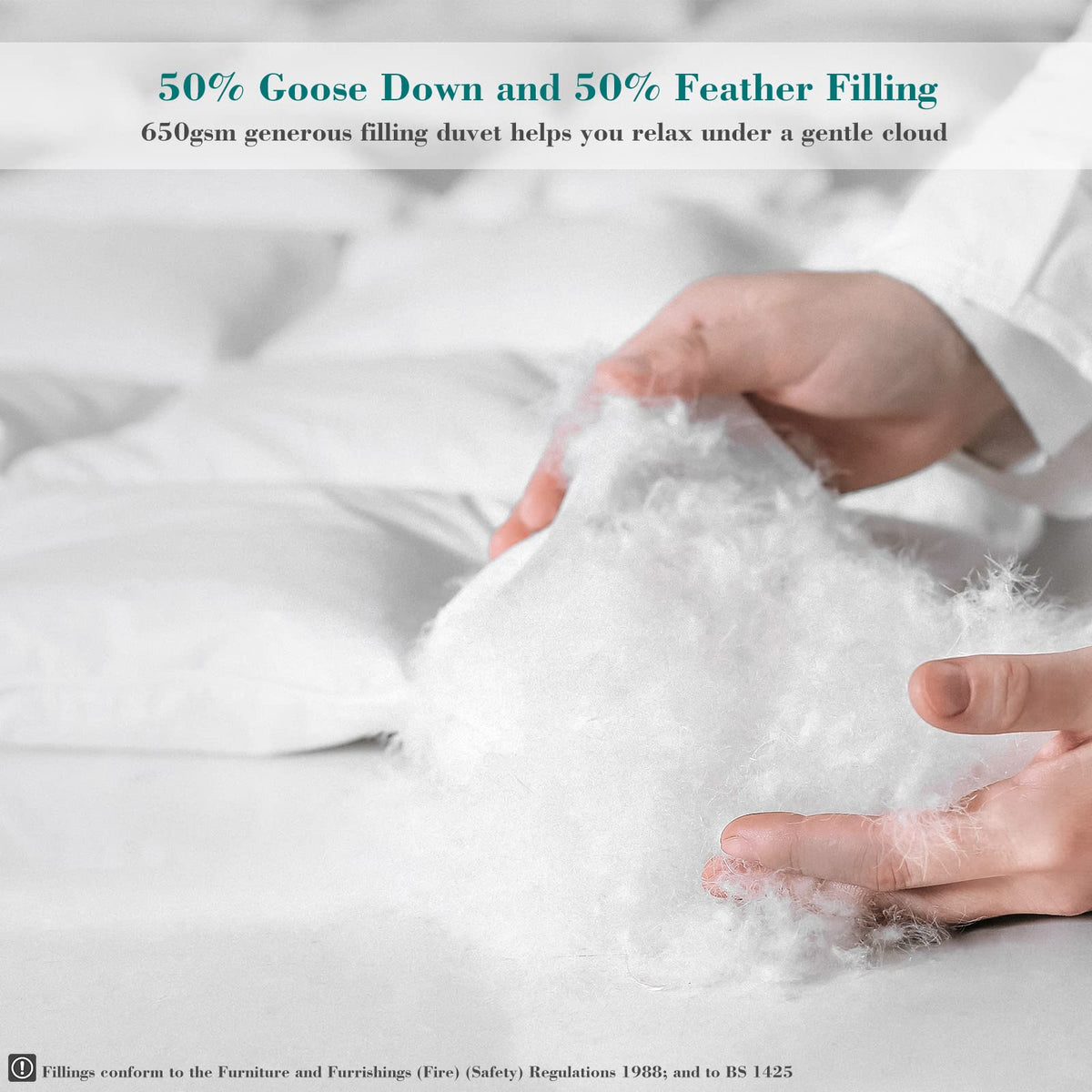 Threads For Bed 13.5 tog King Size Duvet Cotton Cover, Feather and Down Super Warm Duvet with Double Stitch with Piping and Box Quilting, Machine