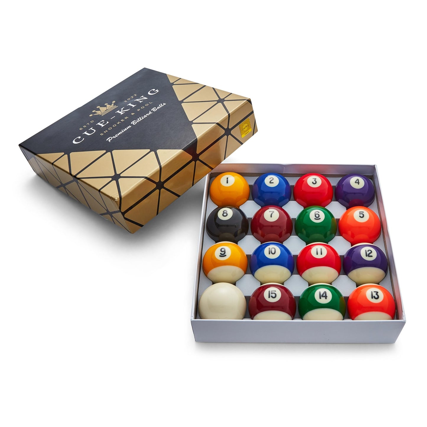 Cue-King Pool Balls, Grade AA, 2-1/4? Regulation Size, Pool Table Balls, Pool Ball Set, Premium Pool Balls, Spots and Stripes Pool Balls