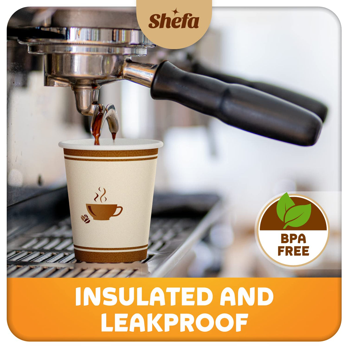 Shefa 10oz, 1000 Paper Cups - Heat-Resistant, BPA-Free Coffee Cups for Hot and Cold Drinks - Takeaway for Coffee Shops