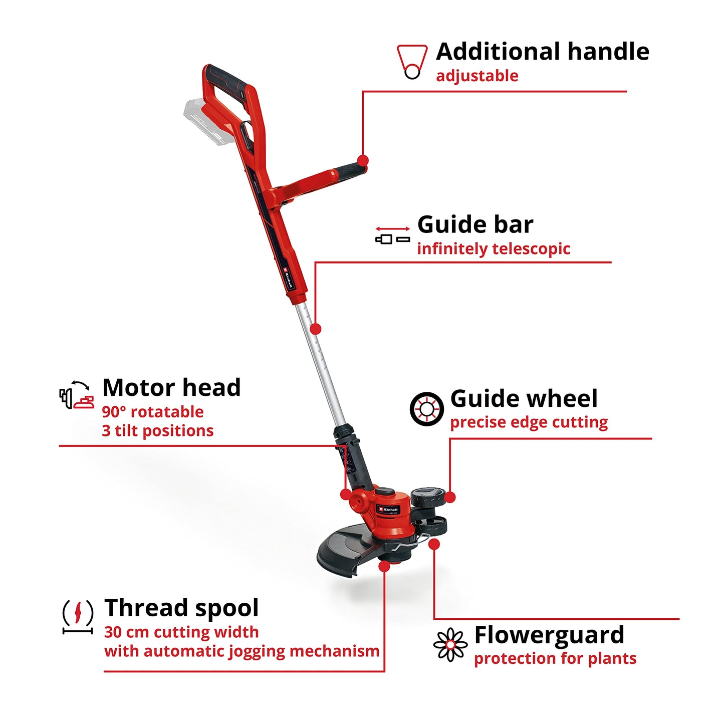 Einhell Power X-Change 18/30 Cordless Strimmer - 18V, 30cm Cutting Width, Battery Garden Strimmer Cordless Grass Cutter And Lawn Edger - GE-CT 18/30