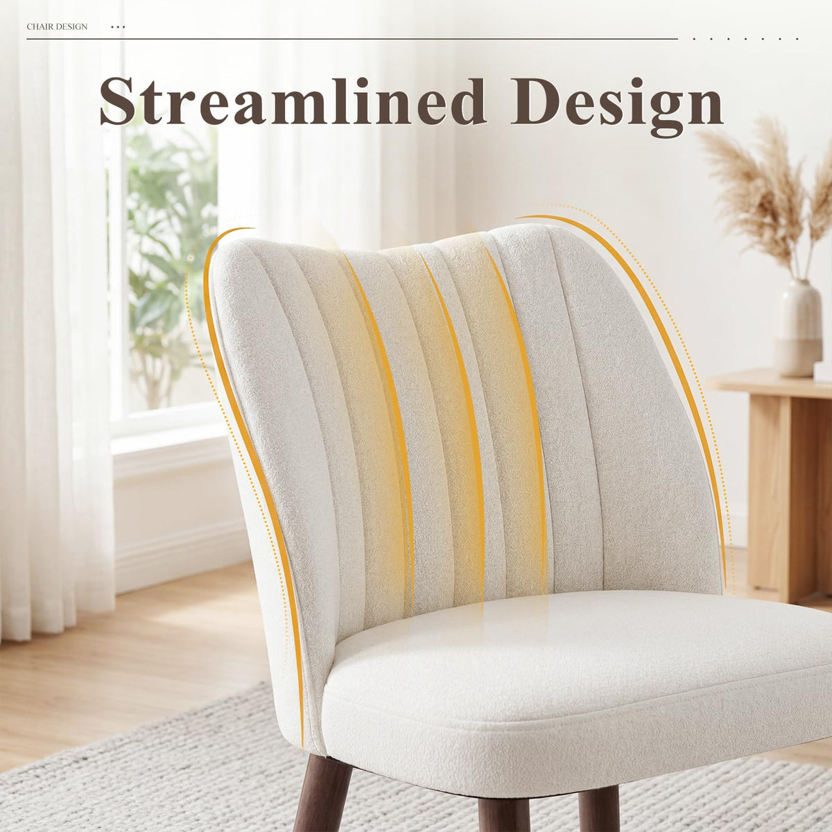 MALOL Upholstered Dining Chairs Set of 6, Fabric Chairs for Dining Room with Solid Wood Legs and Thick Seat Cushion