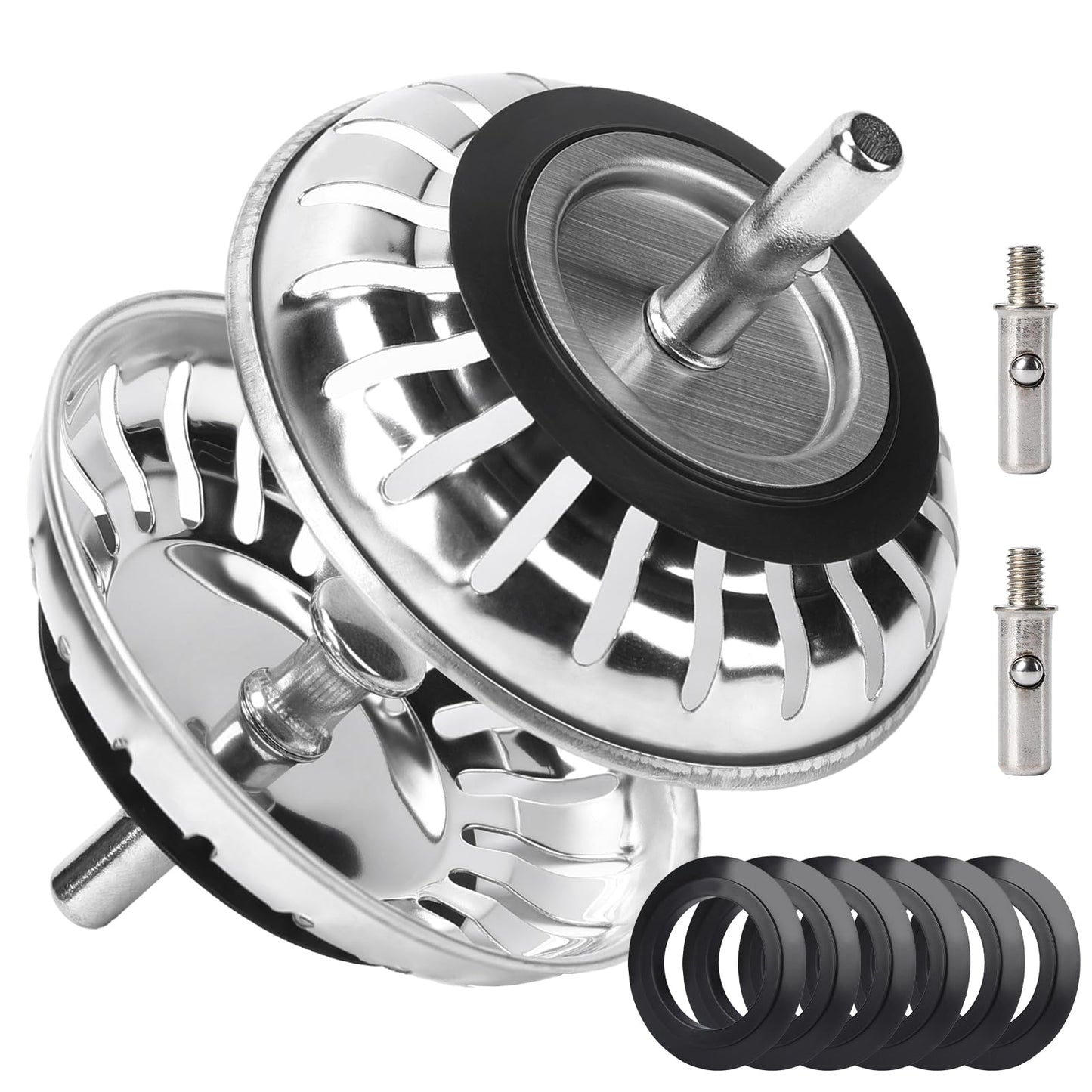 Kitchen Sink Plug Strainer, Stainless Steel Sink Plug Replacement for 80mm Old Plug Size, Food Hair Catcher Drain Stopper, Pop Up Sink Drainer Plug
