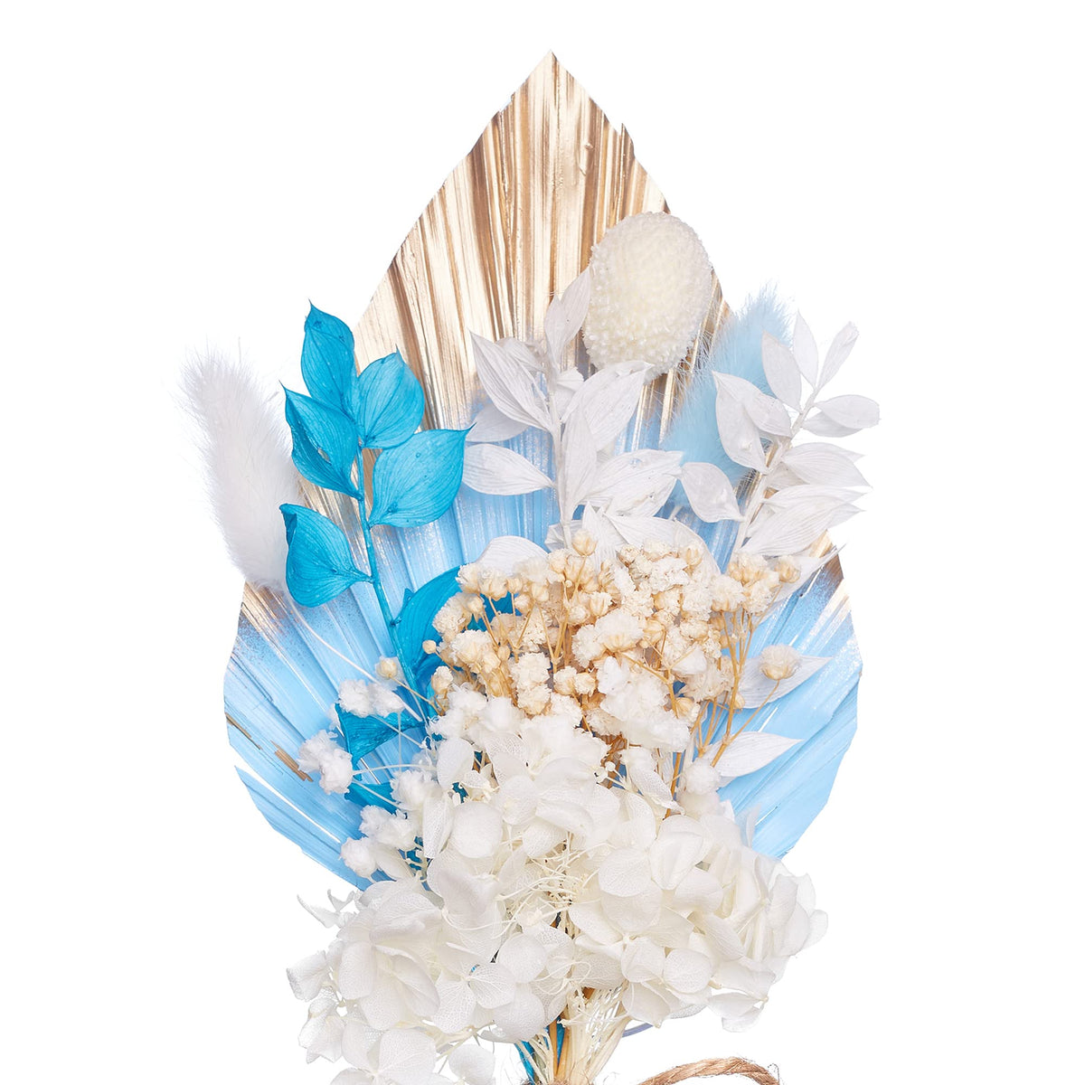 The Baked Studio - Dried Flowers For Cakes Decoration And Crafts With A Gold & Blue Ombre Palm Spear (Blue, Gold & White)
