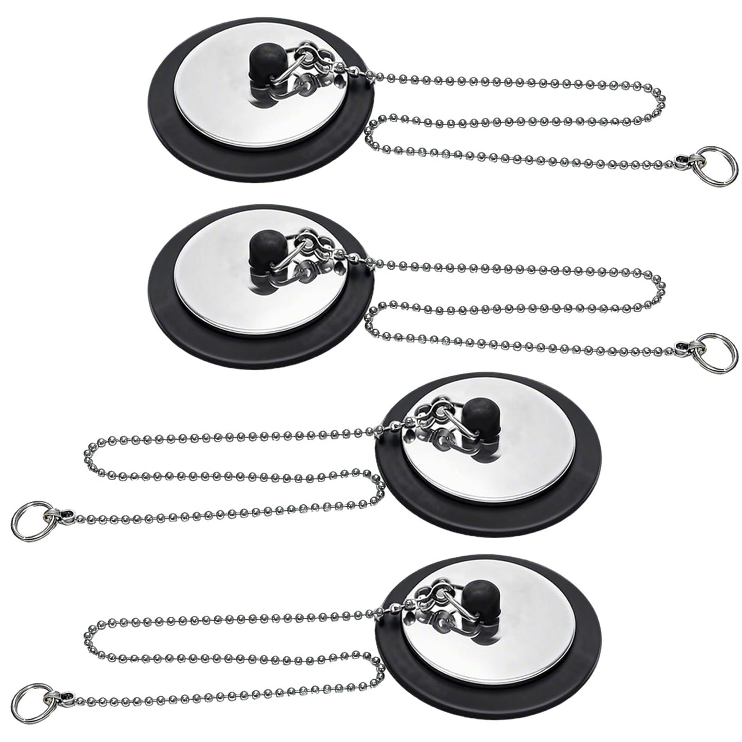YINKIGI 4Pcs Universal Bath Plug Replacement and Upgraded Chain for UK Sink