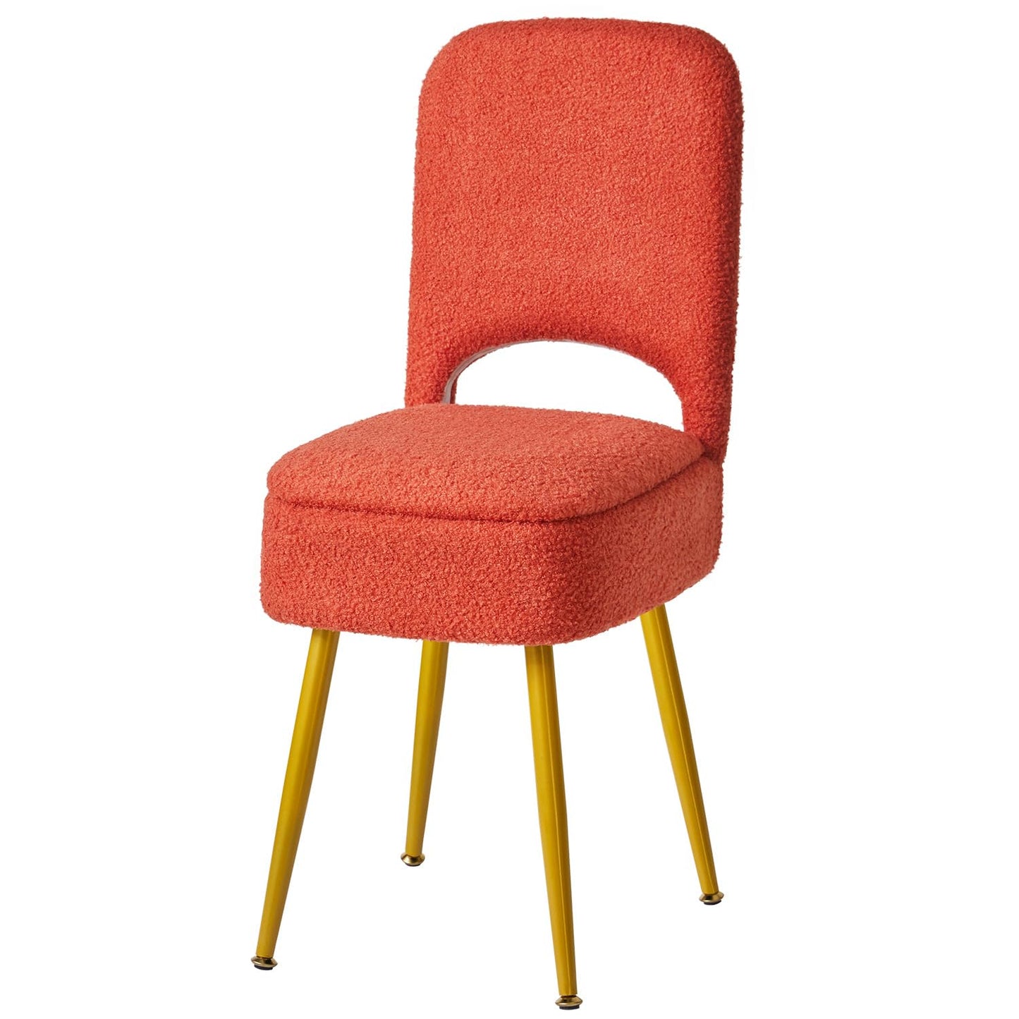 IBUYKE Storage Vanity Stool Chair with Folding Backrest, Orange WBD027J