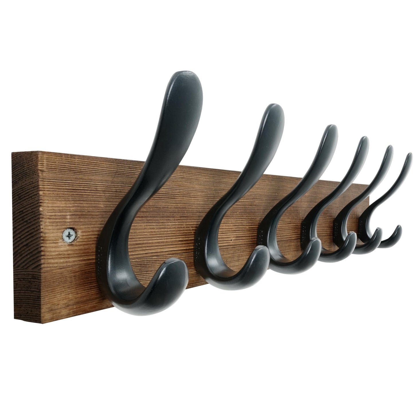 HONSKY Heavy Duty Wall Mounted Coat Rack, 43cm Wooden Coat Hanger with 6 Double Metal Hooks, Sturdy Wall Hanger for Hallway, Entryway, Bedroom
