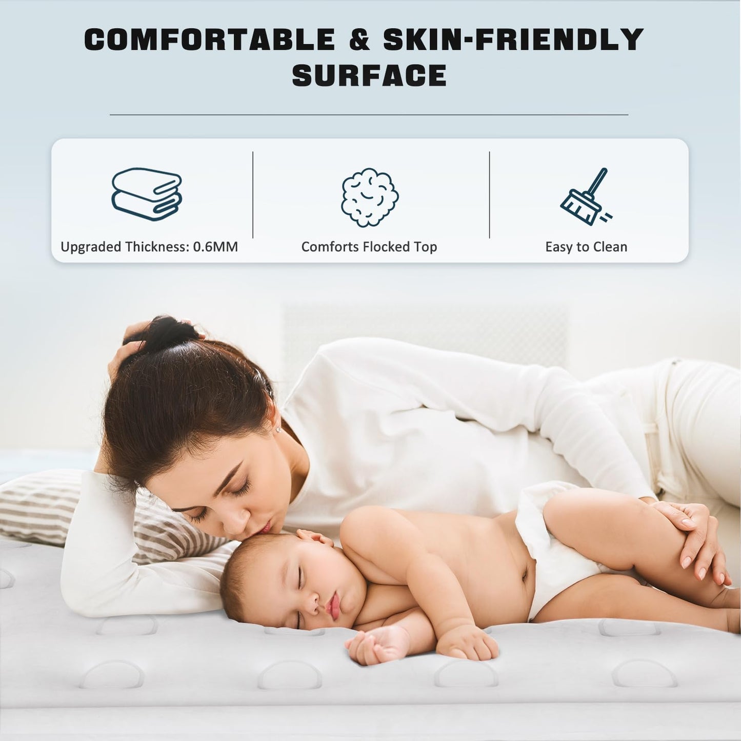 NALONE Air bed Single, Inflatable mattress with Built in Pump, 197x100x46cm Double Blow Up Mattress in 3 Mins Self-Inflation/Deflation, Portable air