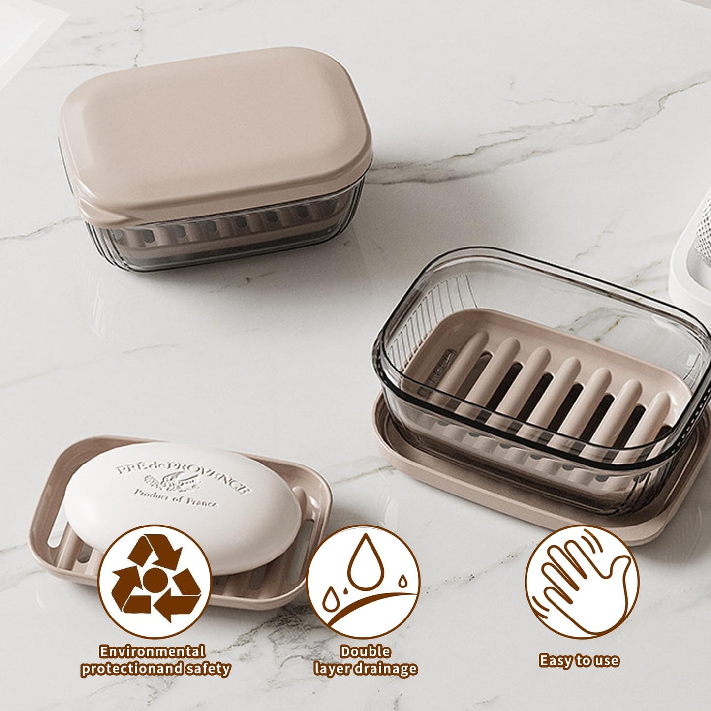 Travel Soap Case with Lid, Portable Moisture-Resistant Holder, PP