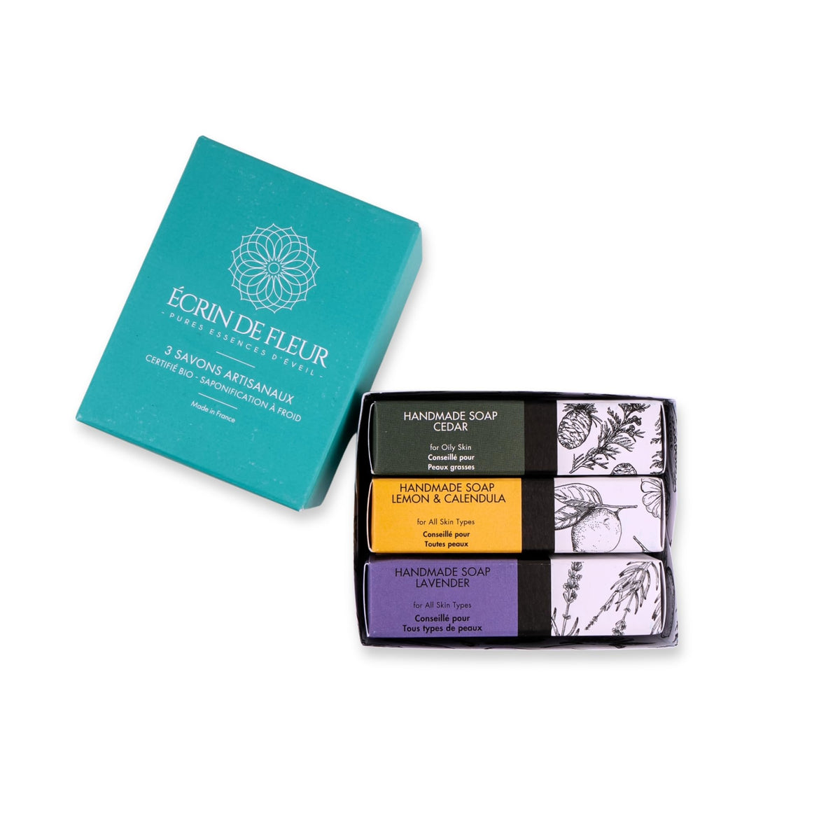 ?crin de Fleur ? Organic Artisanal Soap 3-pack (Cedar 1x90g, Lemon & Calendula 1x90g, Lavender 1x90g)