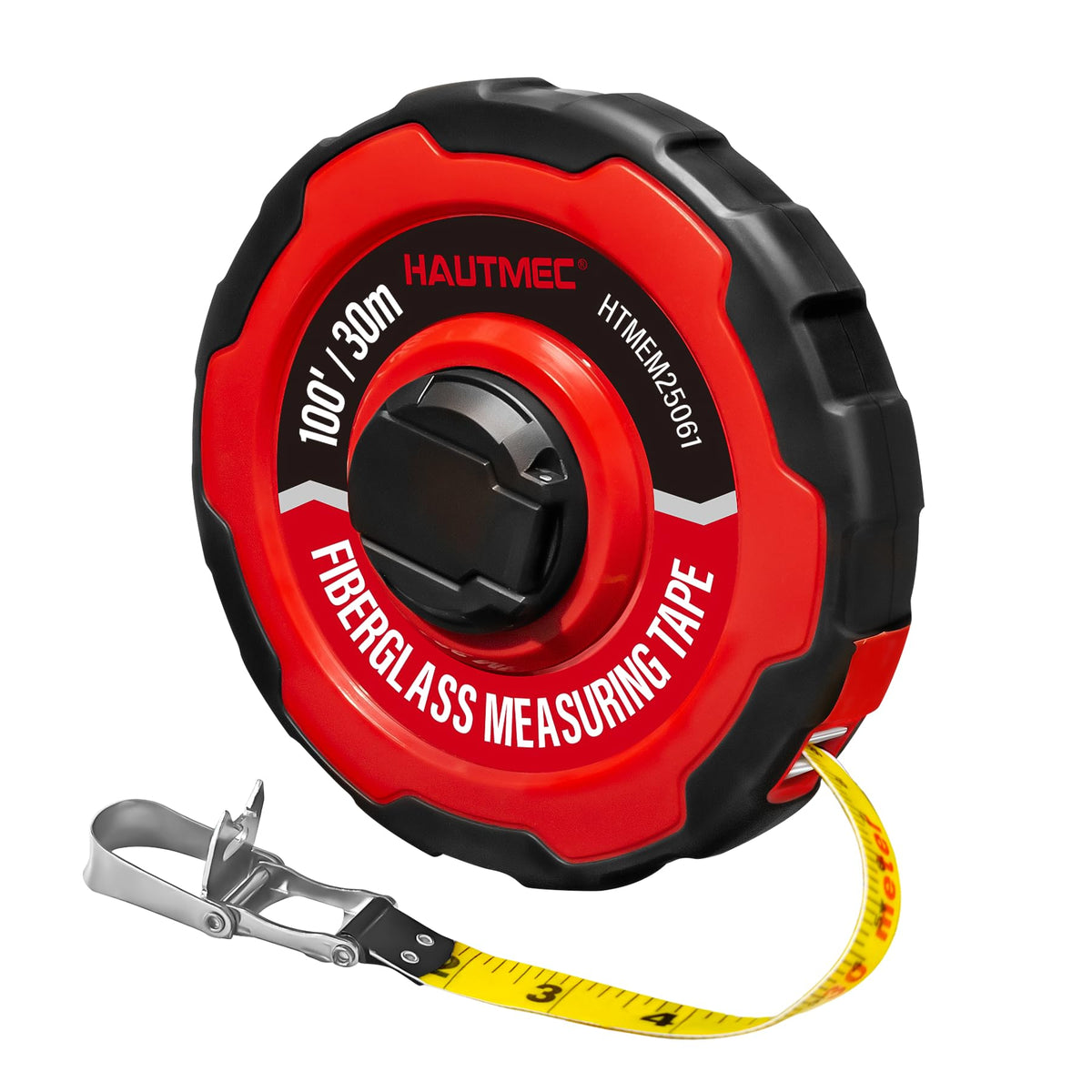 HAUTMEC 100ft/30m Tape Measure Long Measuring Tape Flexible Pvc Fiberglass Dual Inch/Metric, Closed Reel Measure Tape, For Land Yard Distance