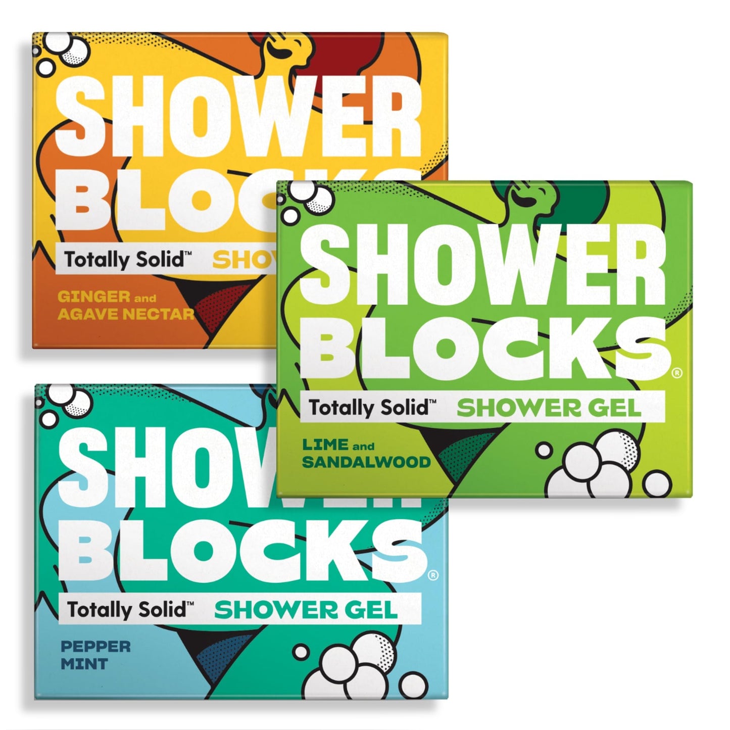 Shower Blocks - Mixed 3 Pack Solid Shower Gels: Mens Edit - Plastic, Cruelty and Paraben Free | Vegan | Moisturising Body Soap For The Shower